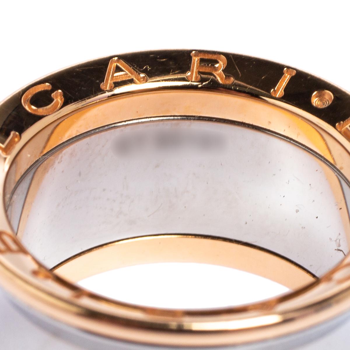 Bvlgari Anish Kapoor B.Zero1 18K Rose Gold & Steel Band Ring Size 52 In Fair Condition In Dubai, Al Qouz 2