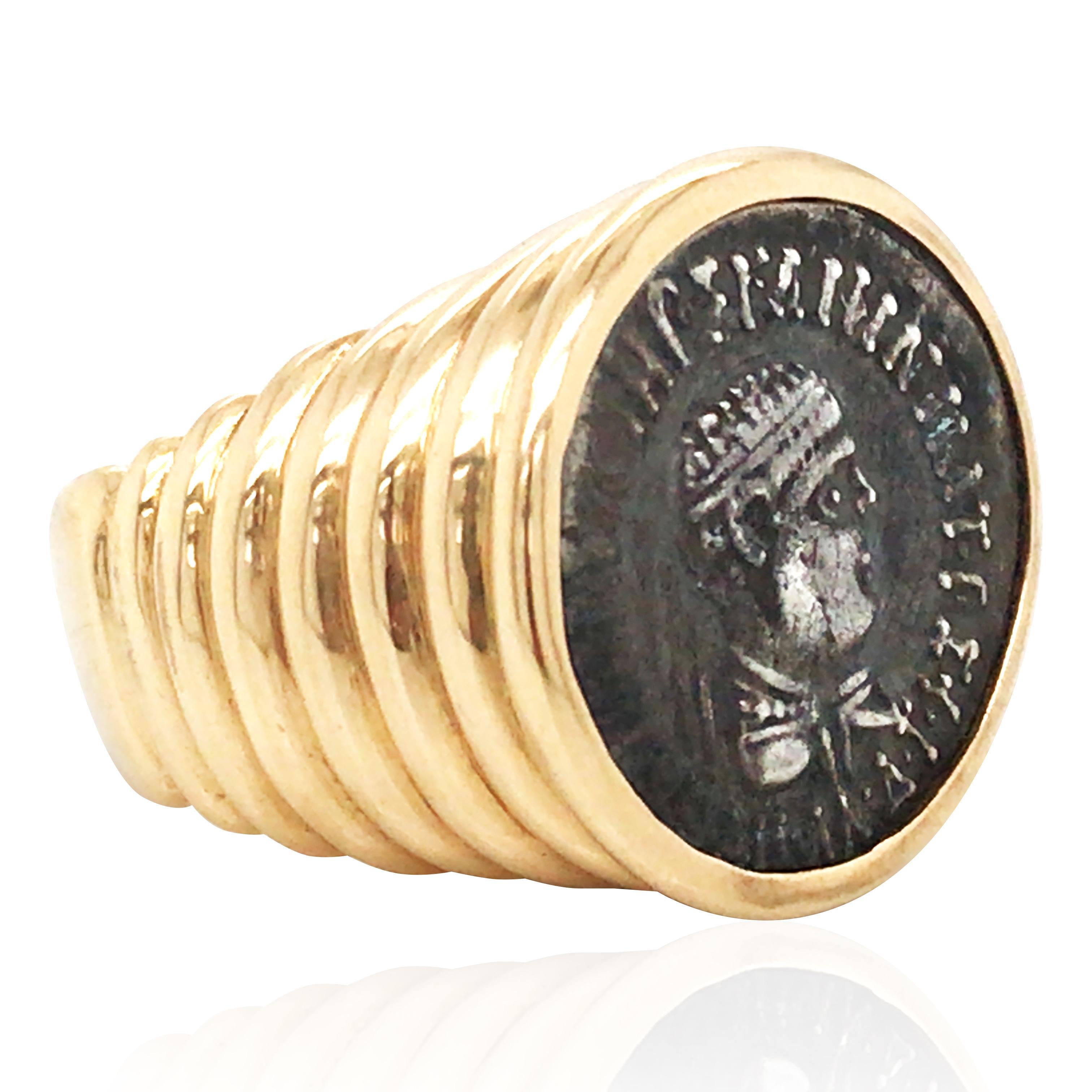 Bvlgari, Antique Coin Gold Ring In Good Condition For Sale In New York, NY