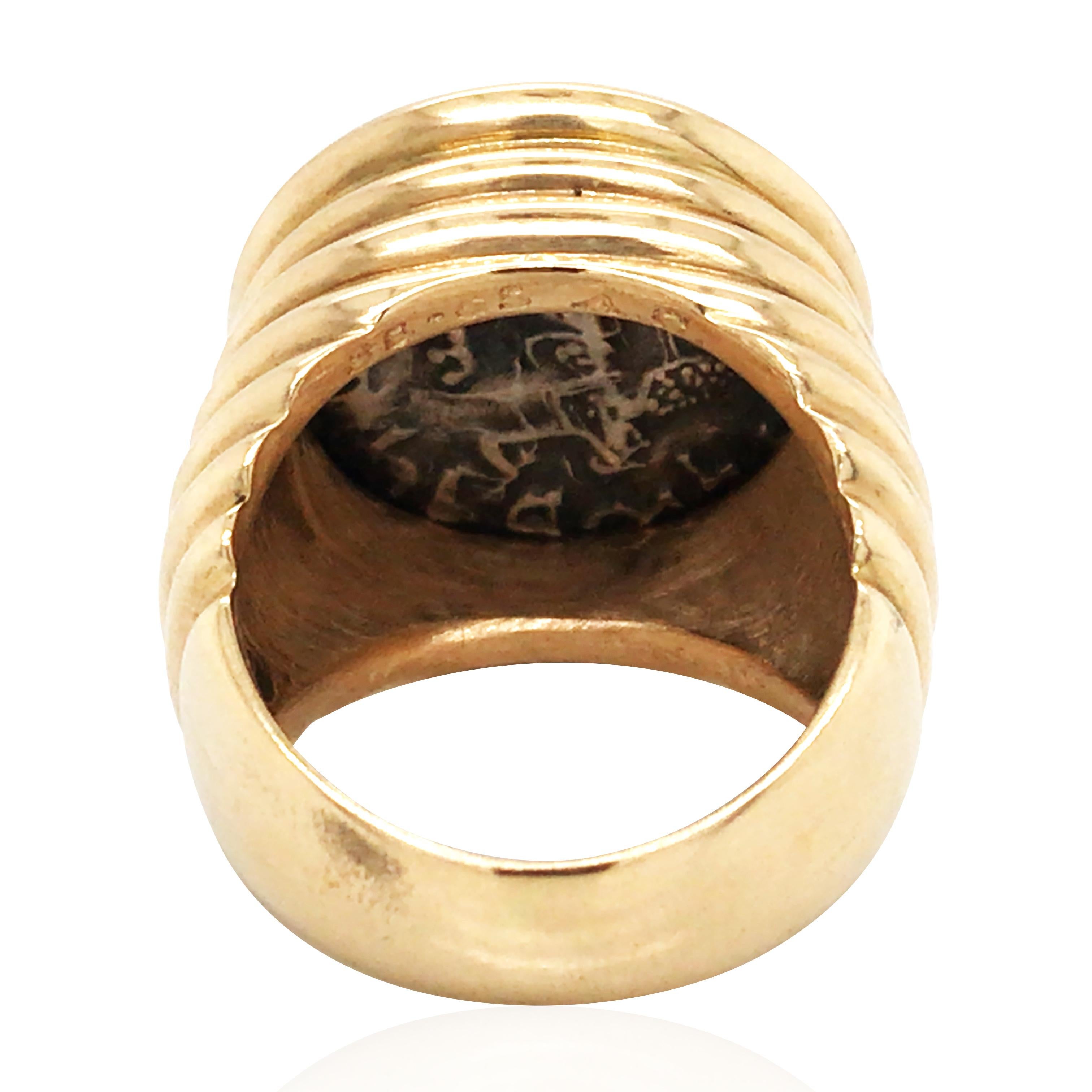 Women's or Men's Bvlgari, Antique Coin Gold Ring For Sale