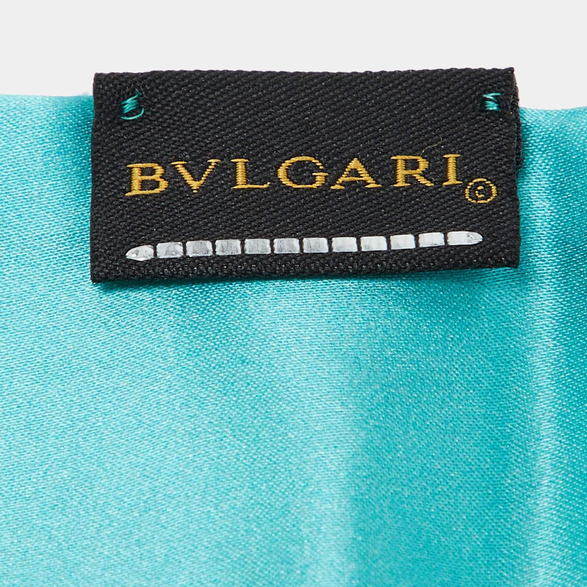 Bvlgari Bandeau de Seda Adornado con Lentejuelas Serpenti Verde Aguamarina en venta 1