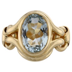 BVLGARI Aquamarine 18k Yellow Gold Ring 