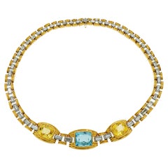 Bvlgari Aquamarine, Yellow Sapphire and Diamond Yellow Gold Necklace