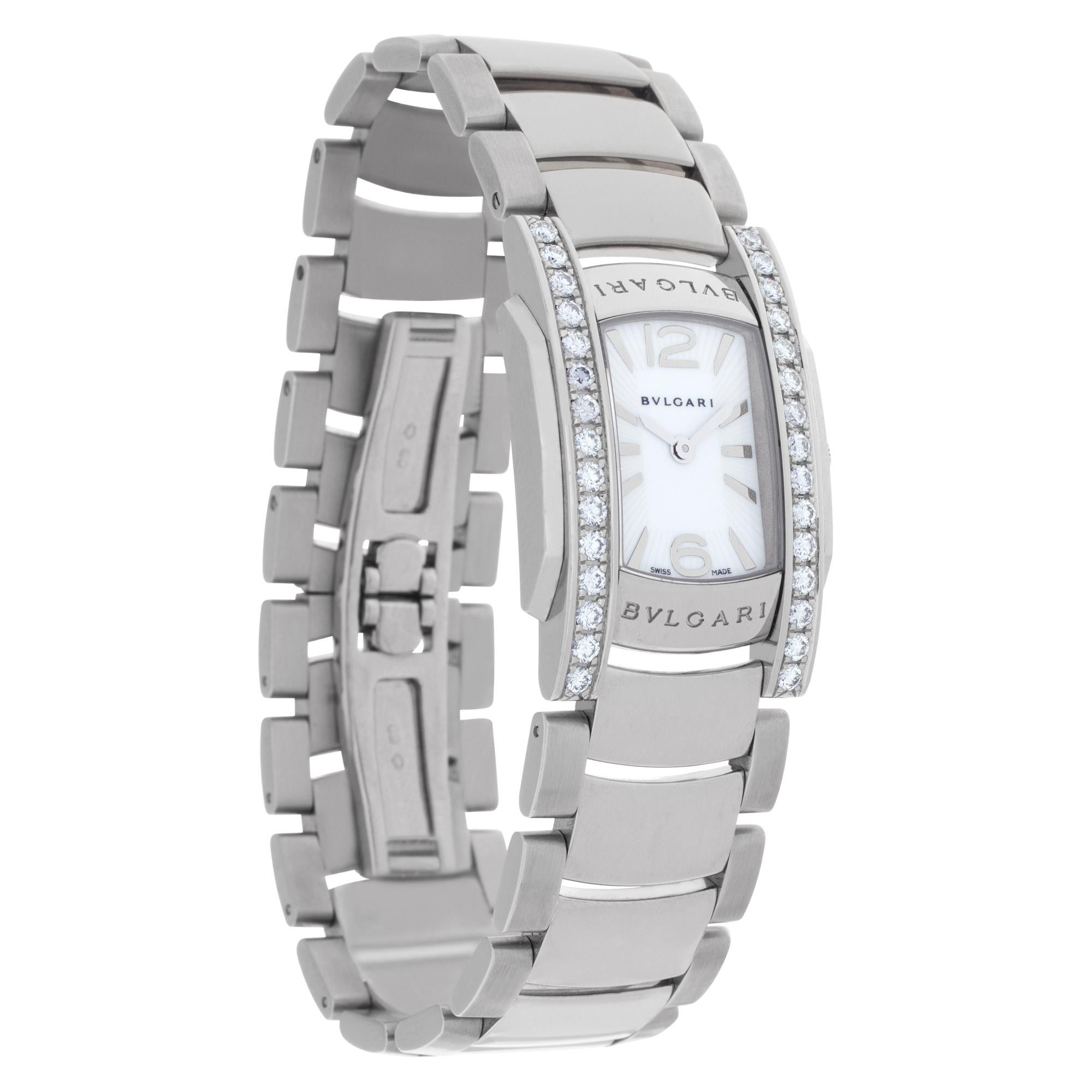 Modern Bvlgari Assioma 18k White Gold with Diamonds Quartz Watch For Sale