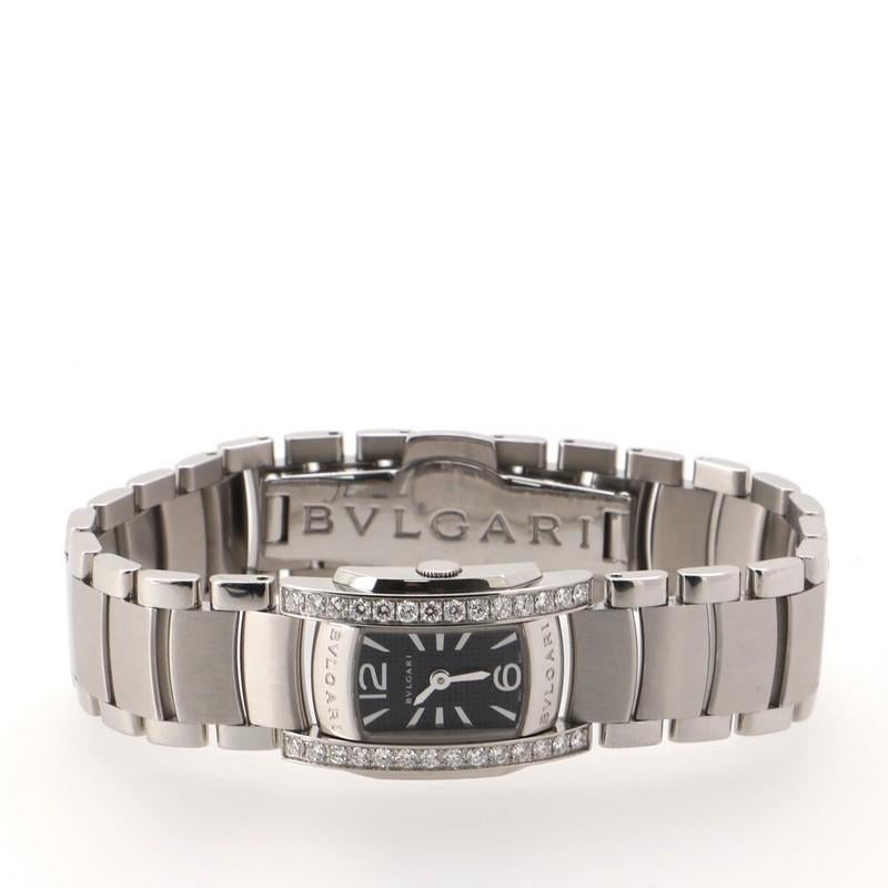 Bvlgari Assioma D Quartz Watch Stainless Steel with Diamond Bezel 18 In Good Condition In New York, NY