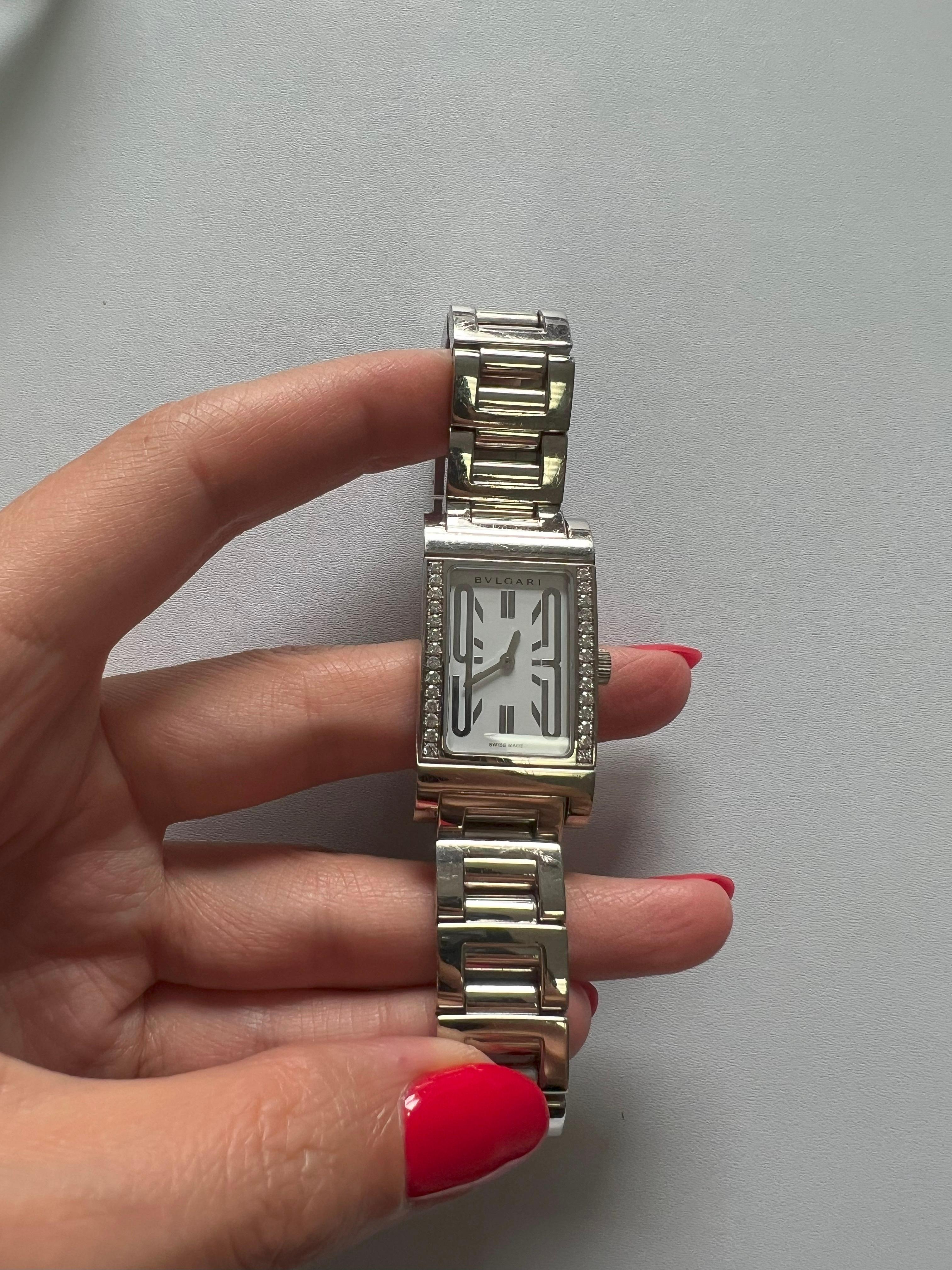 Brilliant Cut Bvlgari Assioma Diamond Dial 18 Karat White Gold Watch For Sale