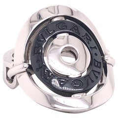 Bvlgari Astral Cerchi 18 Karat White Gold Steel Flex Oval Ring