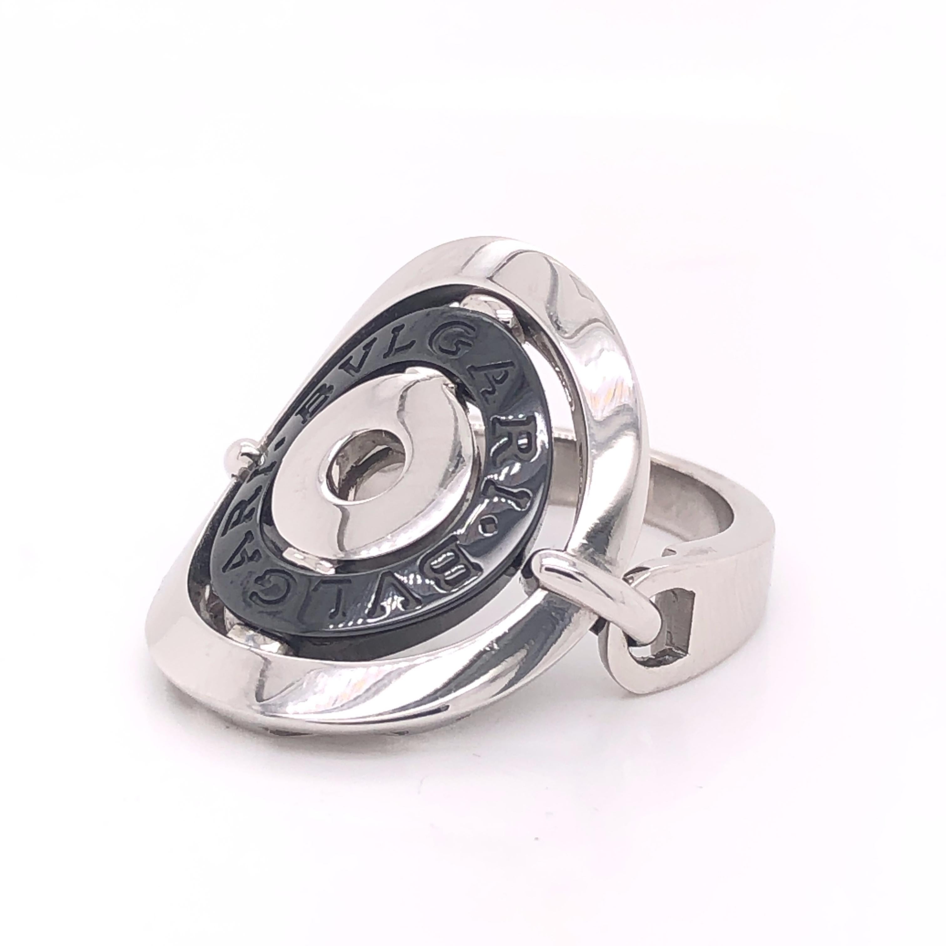 Bvlgari Astral Cerchi 18 Karat White Gold Steel Flex Oval Ring 1