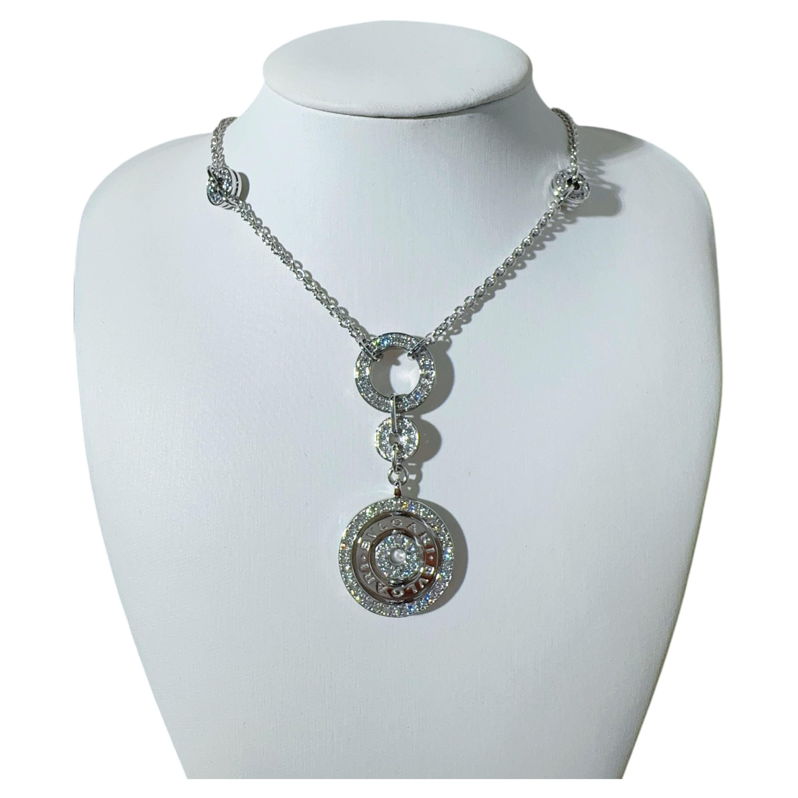 Bvlgari Astrale Cerchi Collar Colgante Oro Blanco 18k Diamantes talla brillante