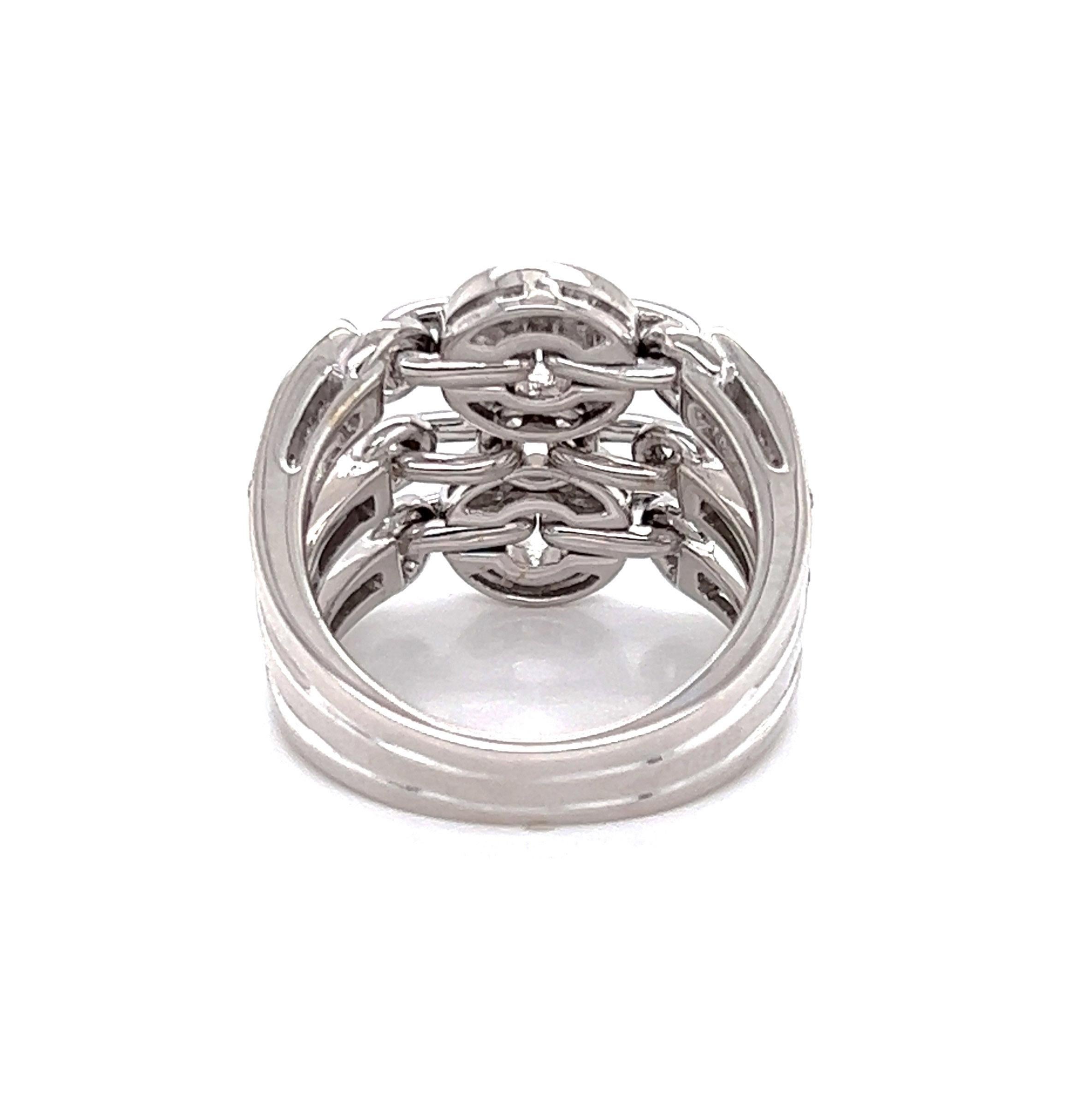 Modern Bvlgari Bulgari Triple diamond Circles 18k White Gold Ring