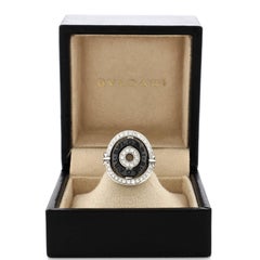 Bvlgari Astrale Cerchi Shield Ring 18K White Gold with Diamonds and Ceramic