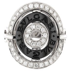 Bvlgari Astrale Cerchi Shield Ring 18K White Gold with Diamonds and Ceramic