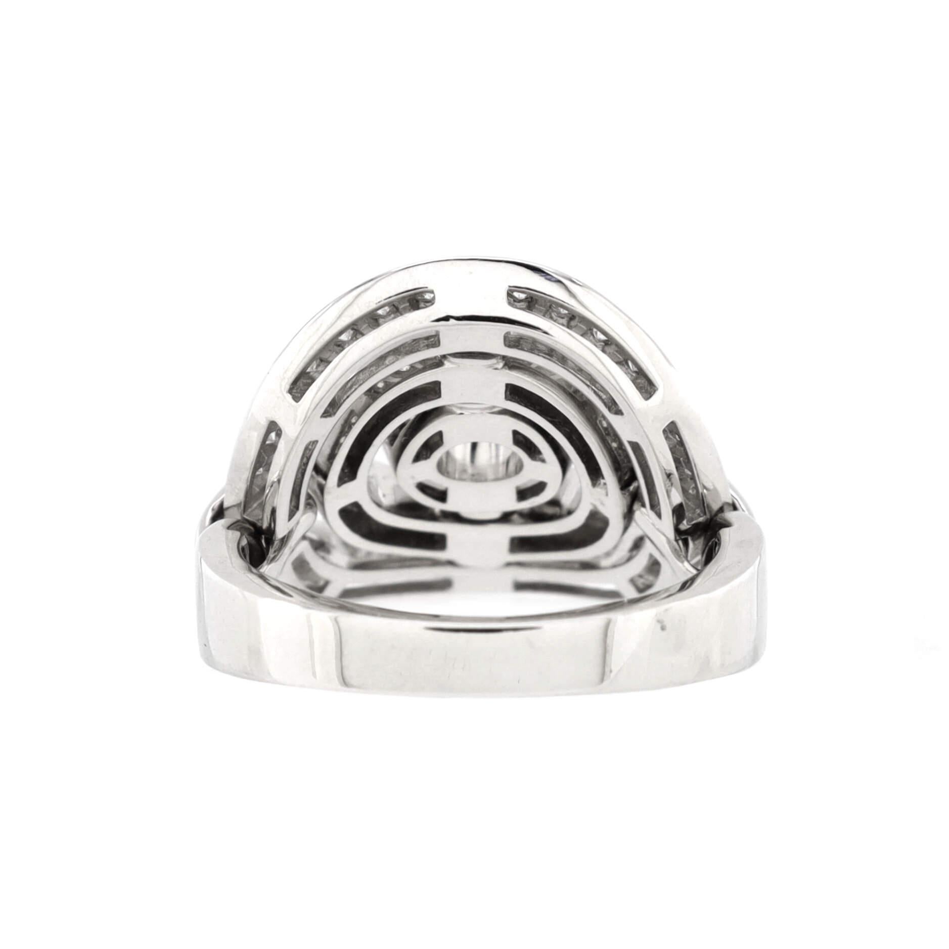 Bvlgari Astrale Cerchi Shield Ring 18K White Gold with Diamonds In Good Condition In New York, NY