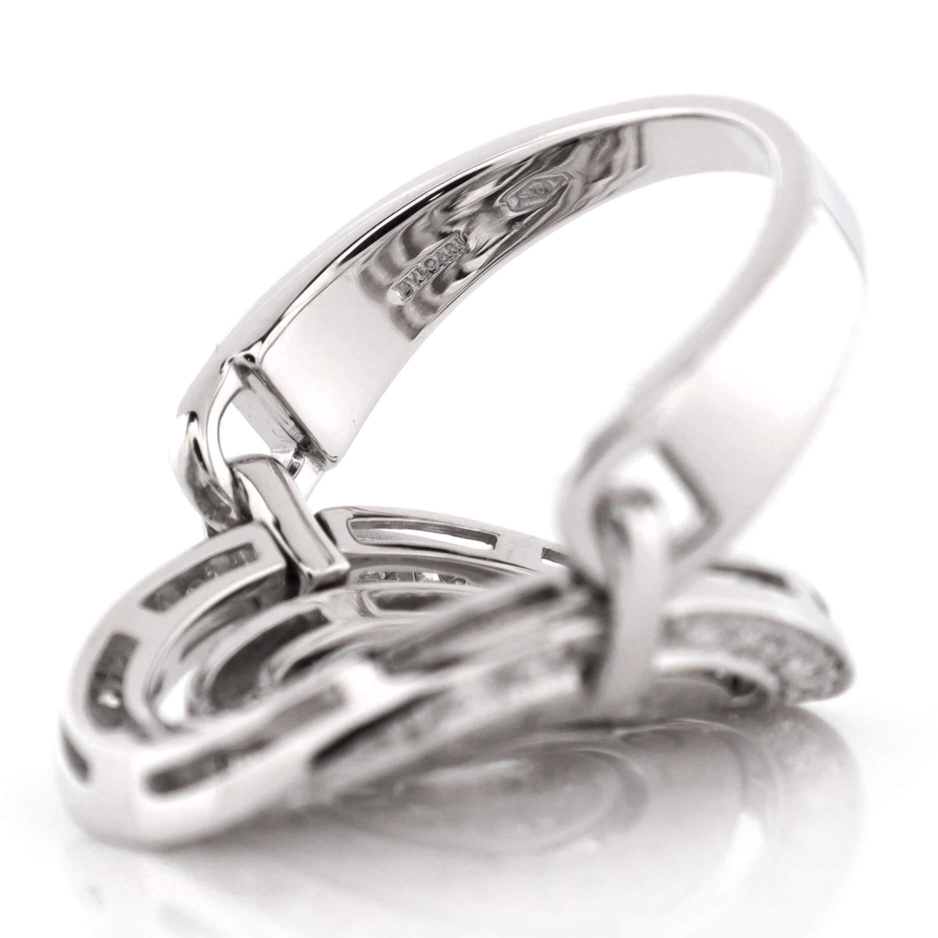Bvlgari Astrale Cerchi Shield Ring 18K White Gold with Diamonds In Good Condition In New York, NY