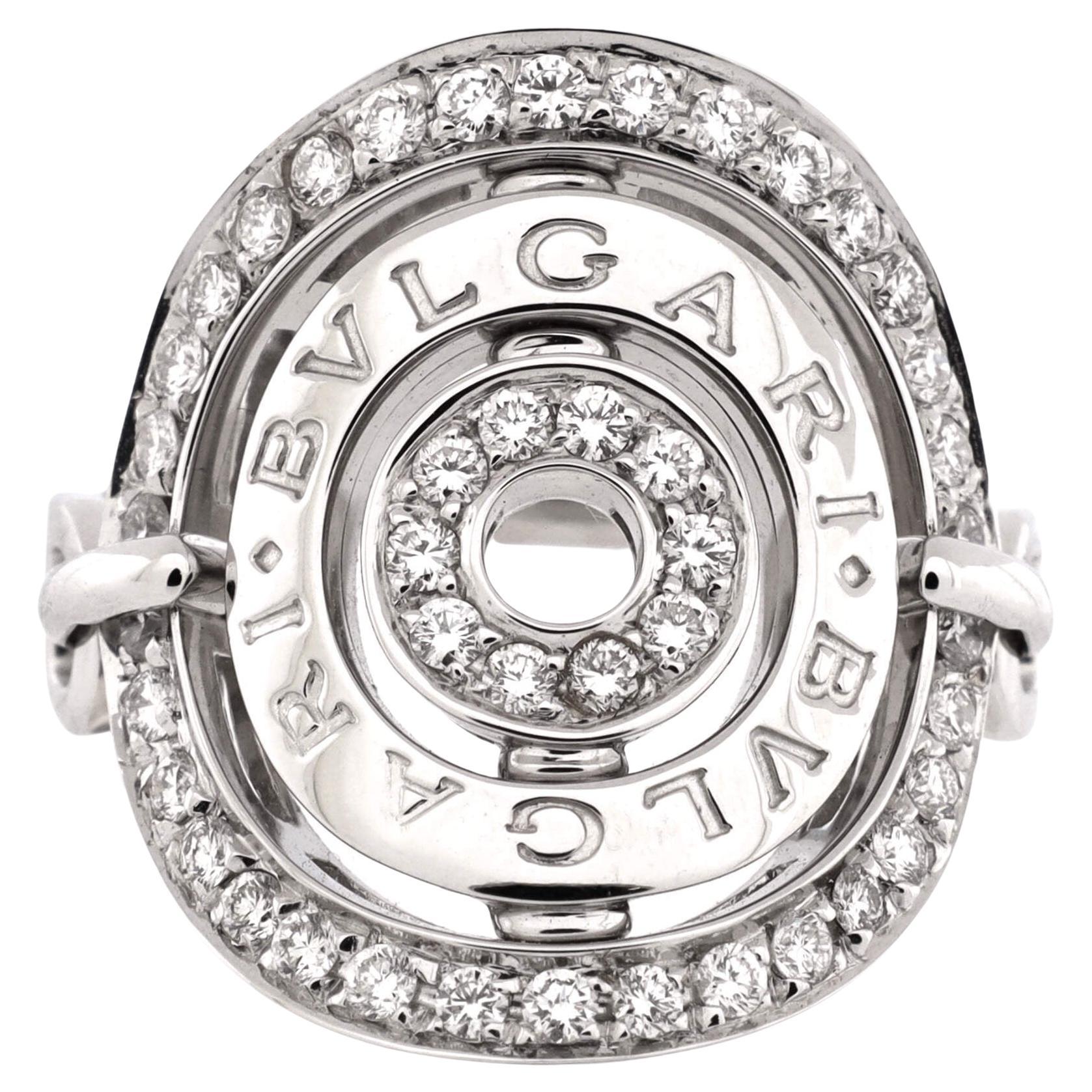 Bvlgari Astrale Cerchi Shield Ring 18k White Gold with Diamonds
