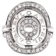 Bvlgari Astrale Cerchi Shield Ring 18k White Gold with Diamonds