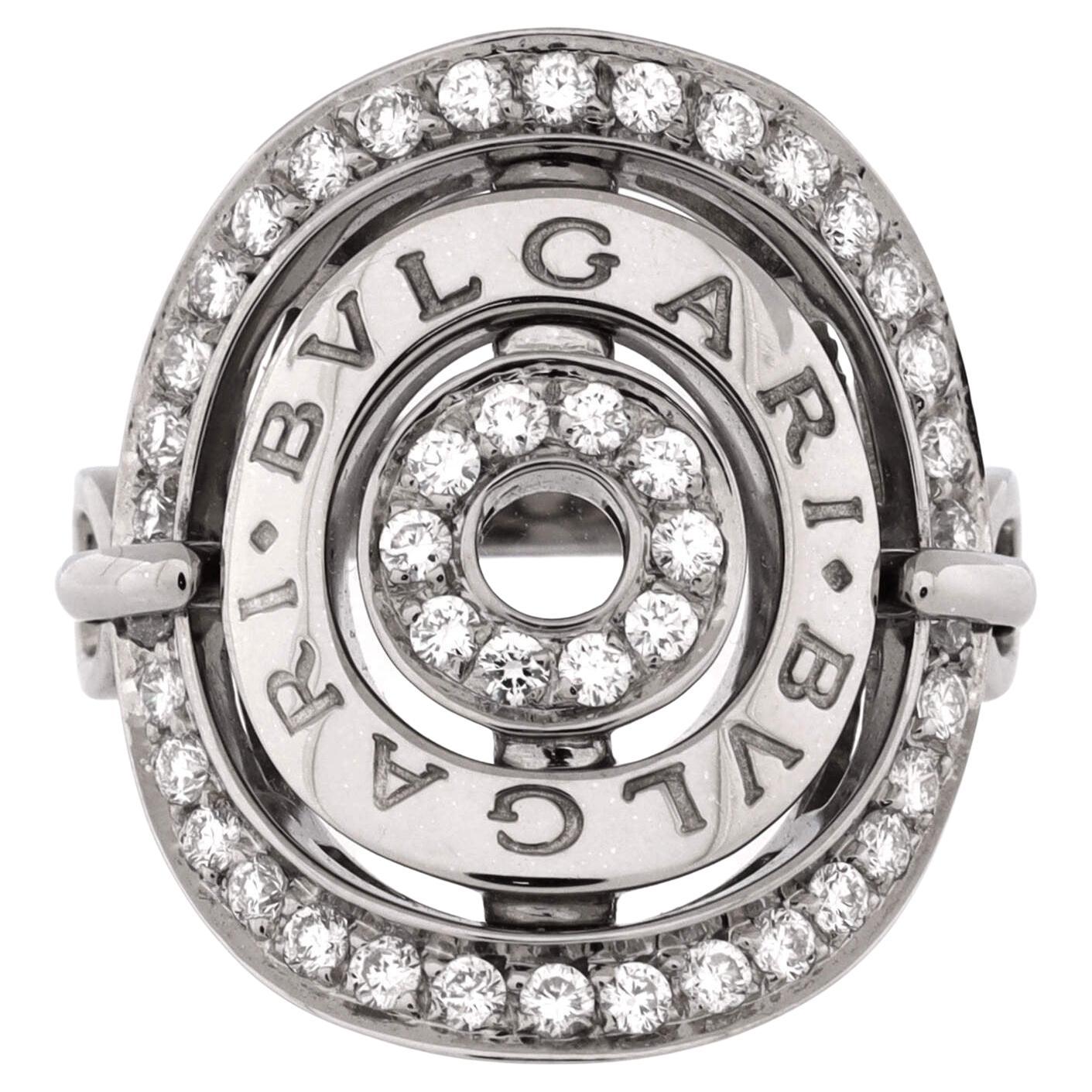 Bvlgari Astrale Cerchi Shield Ring 18k White Gold with Diamonds