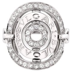 Bvlgari Astrale Cerchi Schild-Ring aus 18 Karat Weißgold mit Diamanten