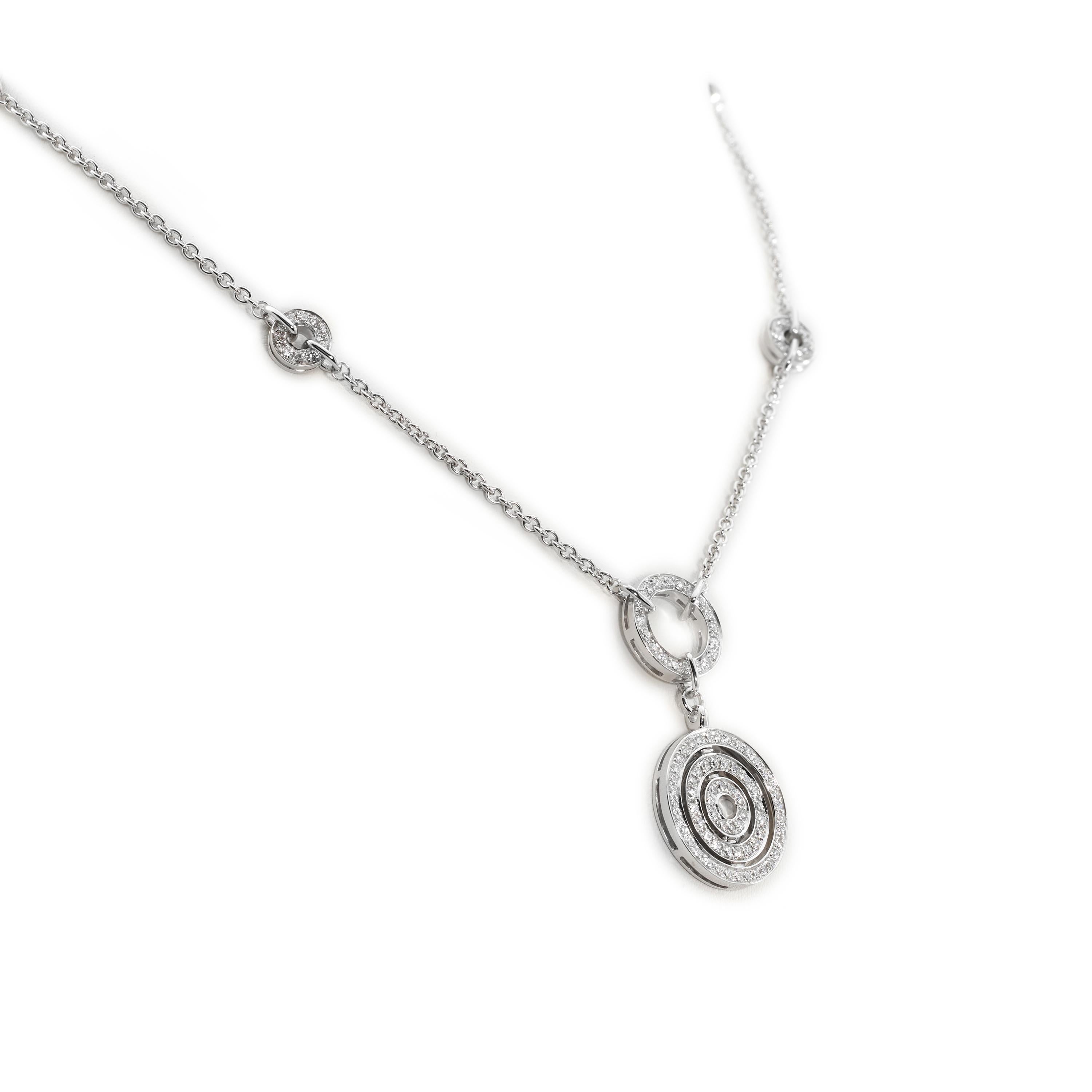 Round Cut Bvlgari 'Astrale Cerchi' White Gold Diamond Pendant Necklace