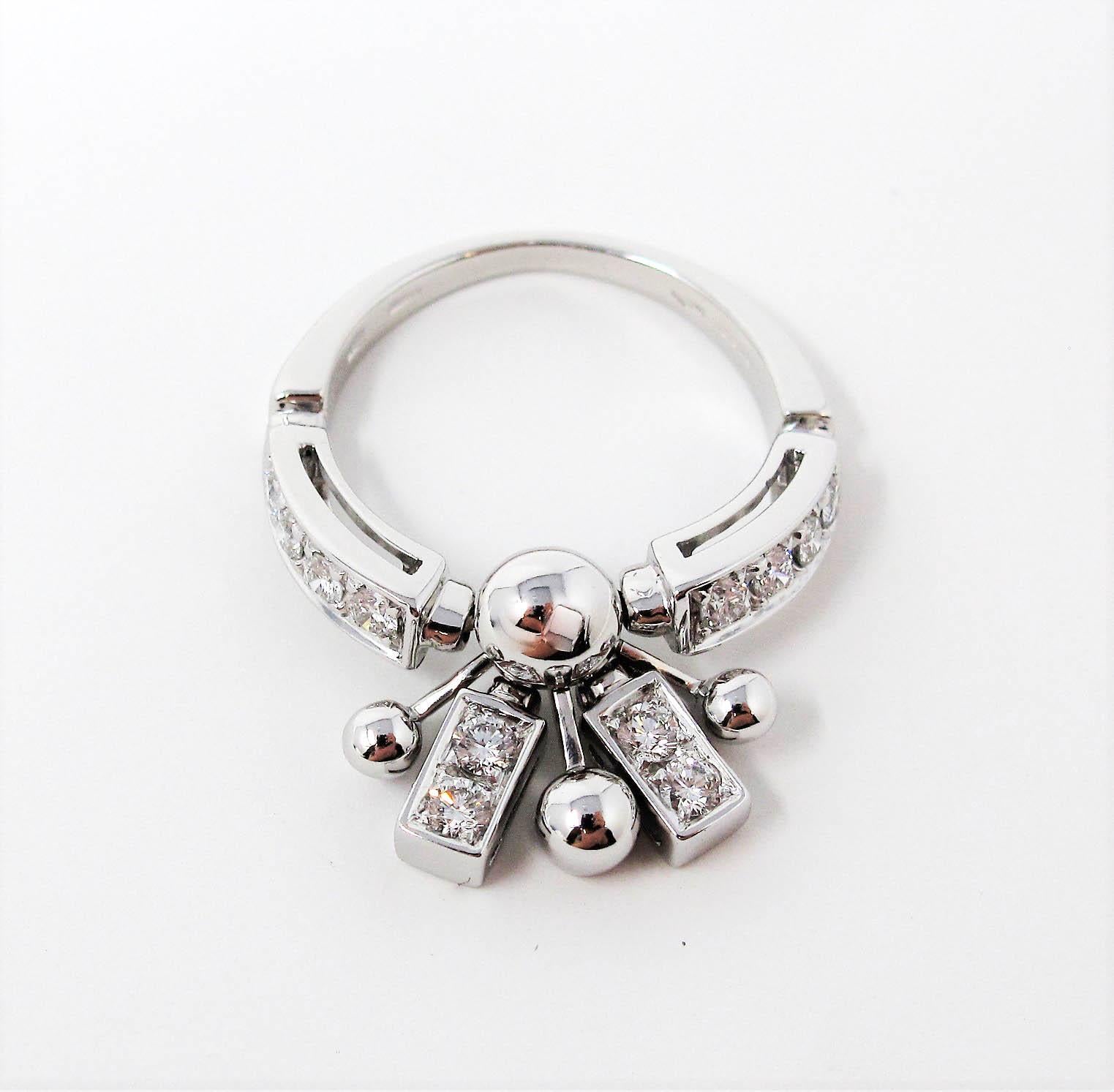 Bvlgari Astrale Fireworks Band Ring in 18 Karat White Gold with Diamonds 6.75 In Good Condition For Sale In Scottsdale, AZ