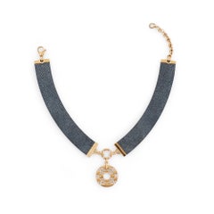 Bvlgari 'Astrale' Galuchat Leather Diamond Necklace