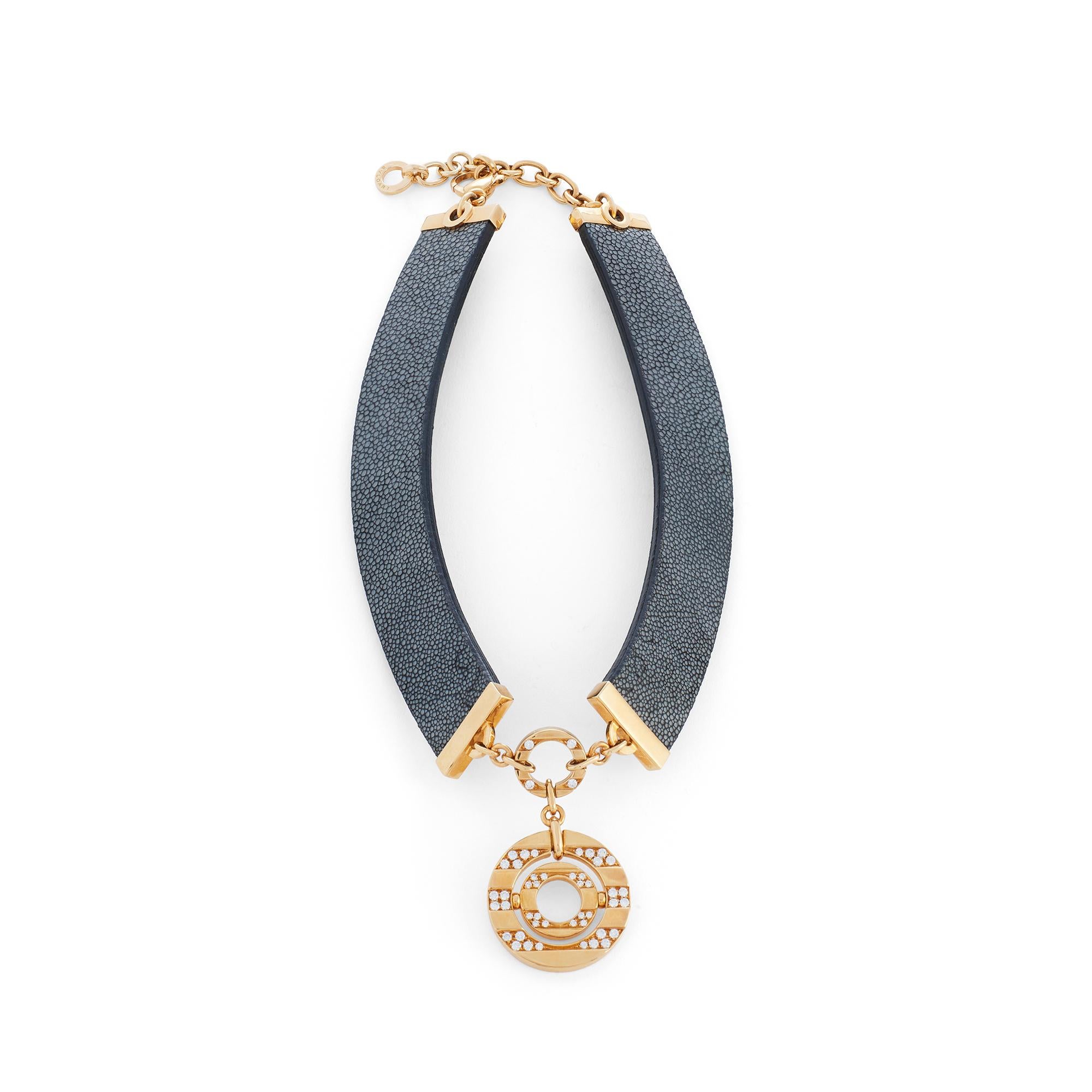 Contemporary Bvlgari 'Astrale' Galuchat Leather Diamond Necklace