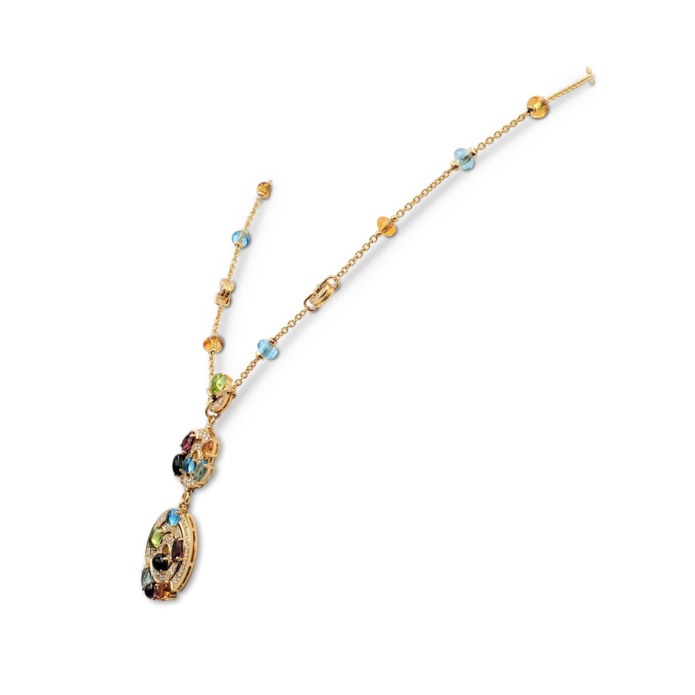 Bvlgari 'Astrale' Yellow Gold Diamond and Gemstone Pendant Necklace In Excellent Condition In New York, NY