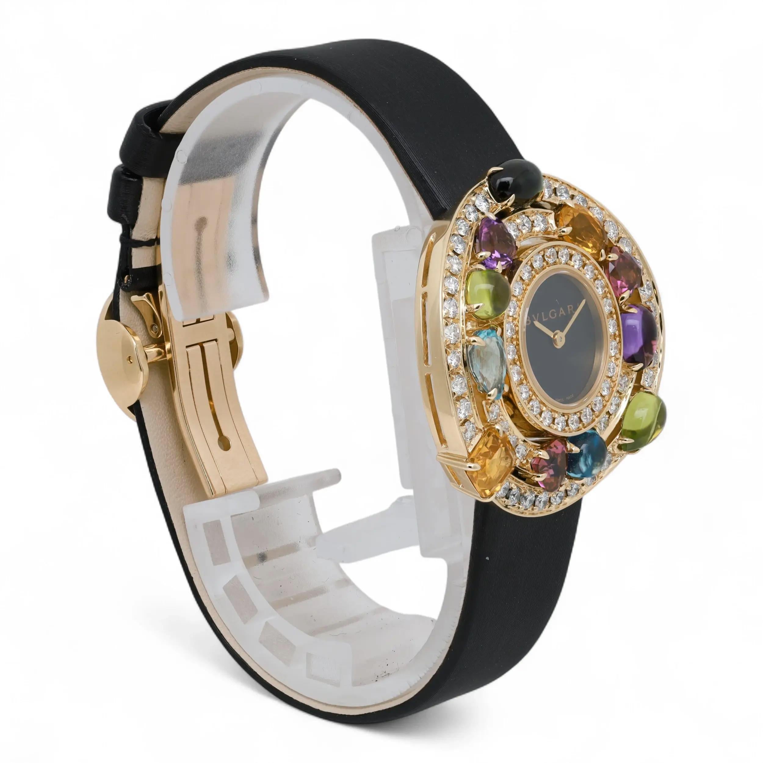 BVLGARI Asutorare Cherki 18K Yellow Gold Gemmed Diamond Ladies Watch AE36G Bon état - En vente à New York, NY