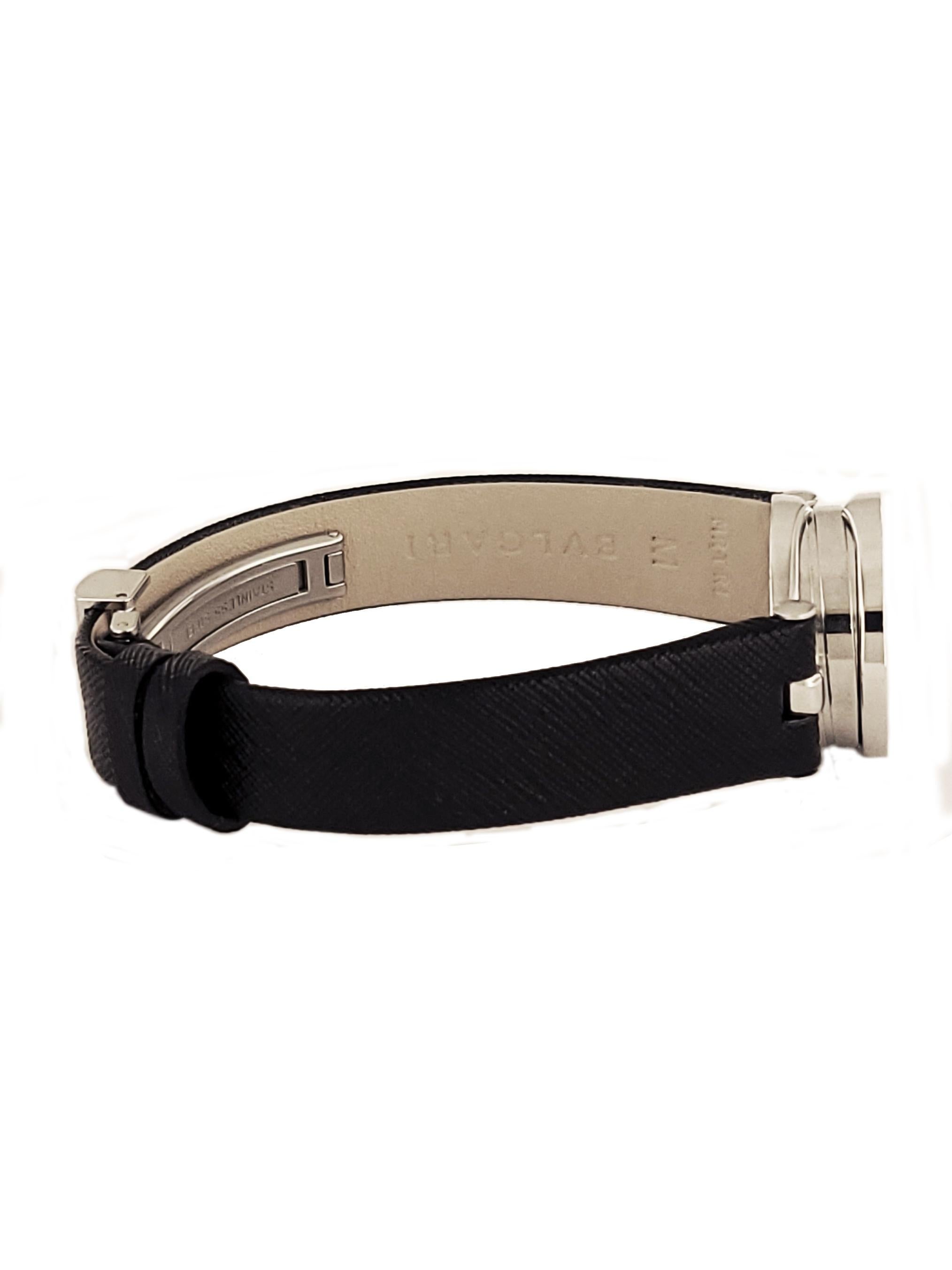 Bvlgari B Zero 1 BZ22S Black Leather Strap Watch In Excellent Condition In New York, NY