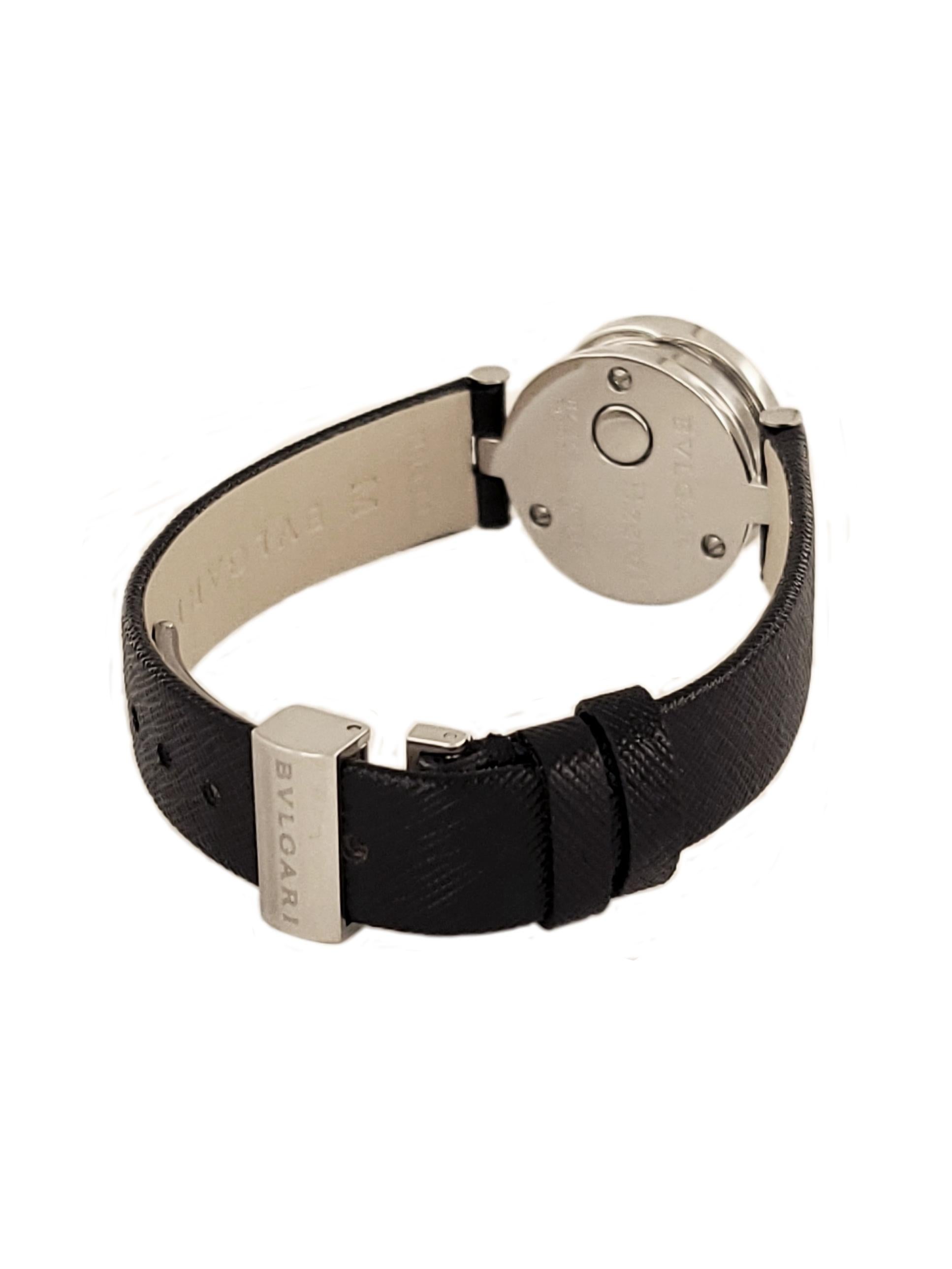 Women's Bvlgari B Zero 1 BZ22S Black Leather Strap Watch