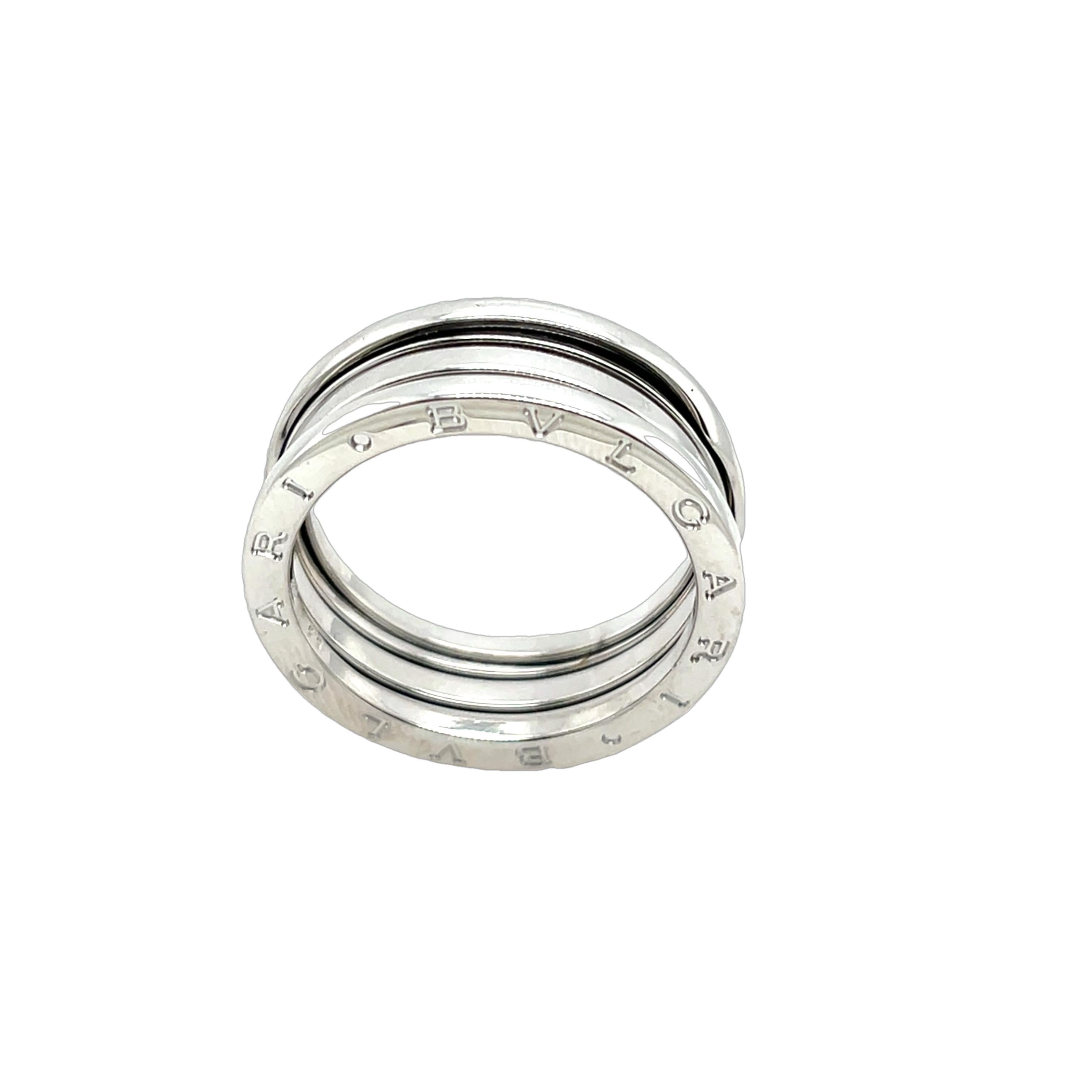 Bvlgari B. Zero 1 Ring 3 Bands, Set In 18ct White Gold, Size 65 In Excellent Condition For Sale In London, GB