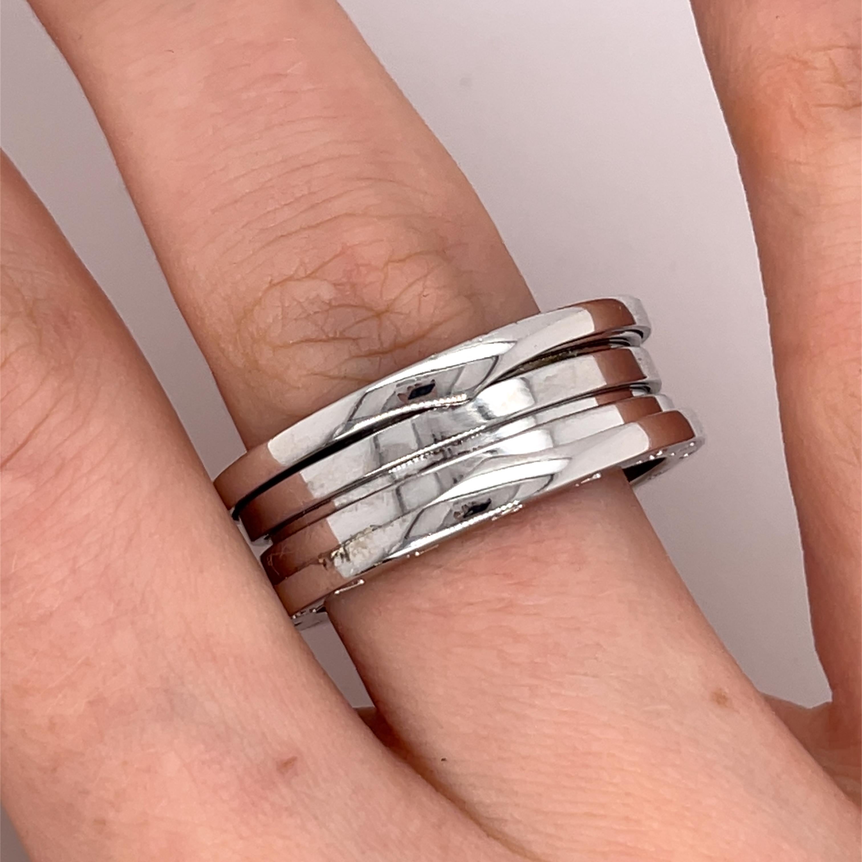 Bvlgari B. Zero 1 Ring 3 Bands, Set In 18ct White Gold, Size 65 For Sale 2