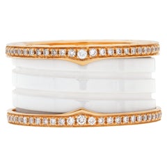 Bvlgari B Zero 1 White Ceramic with Diamond Rose Gold Band