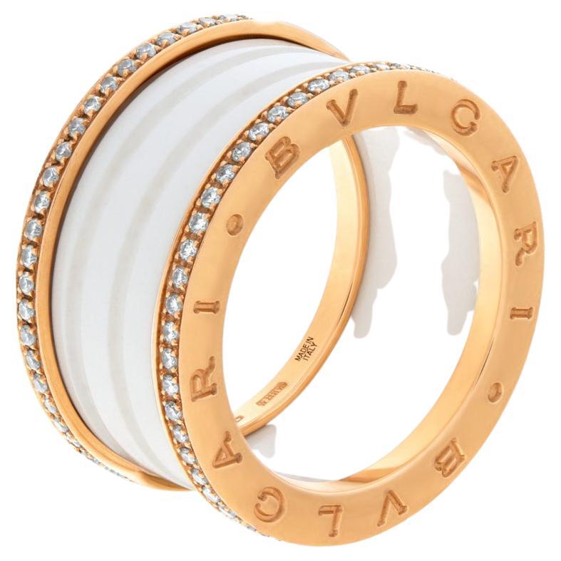 Bvlgari B Zero 1 White Ceramic with Diamond Rose Gold Band