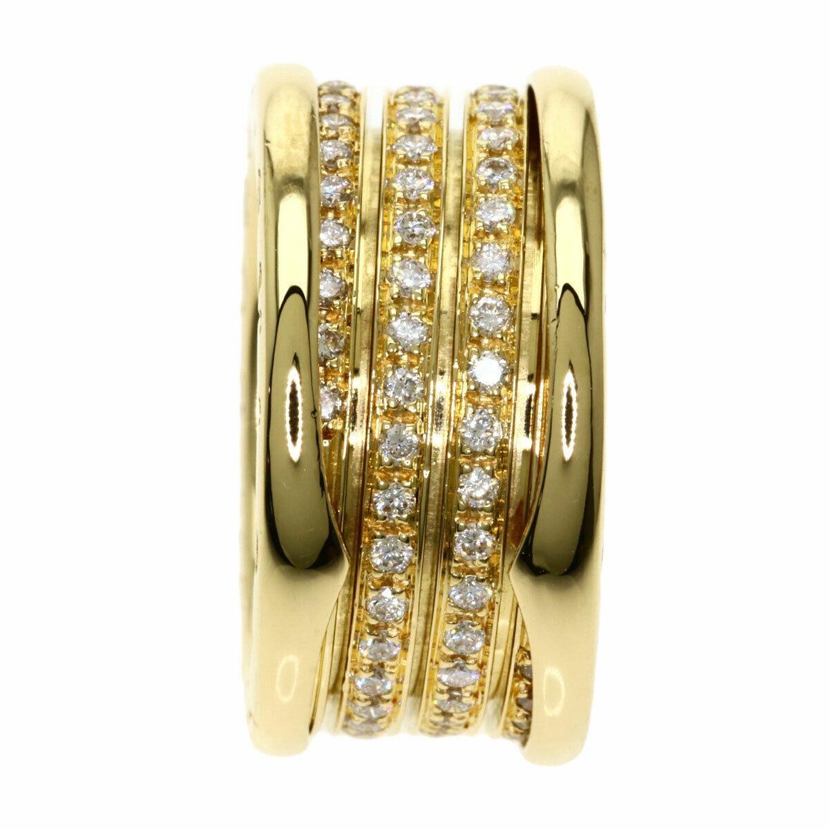 Modern Bvlgari B Zero 1 Yellow Gold Ring Three Row with Diamonds