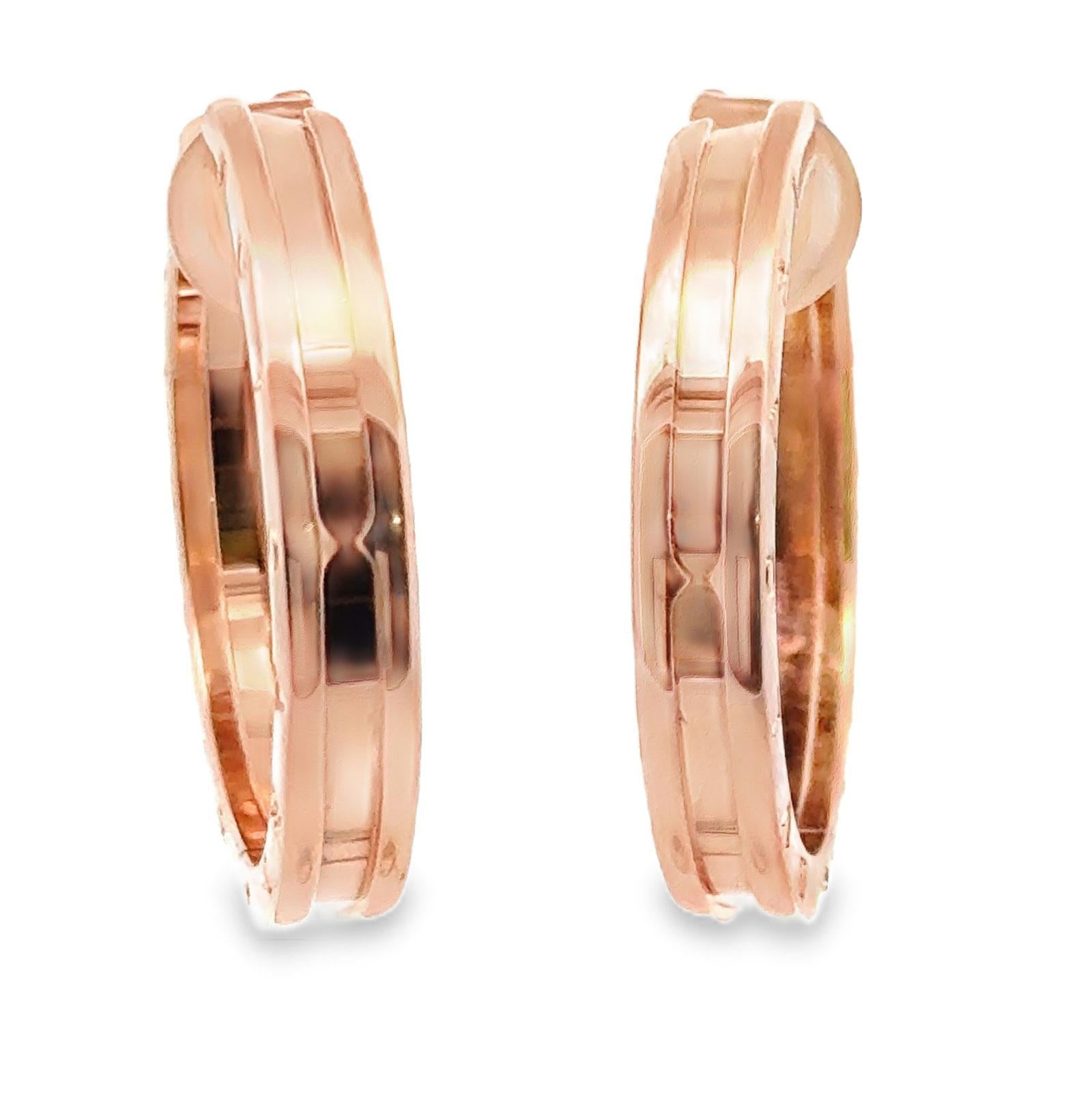 Modern BVLGARI B-Zero 18 Karat Rose Gold Hoop Earrings