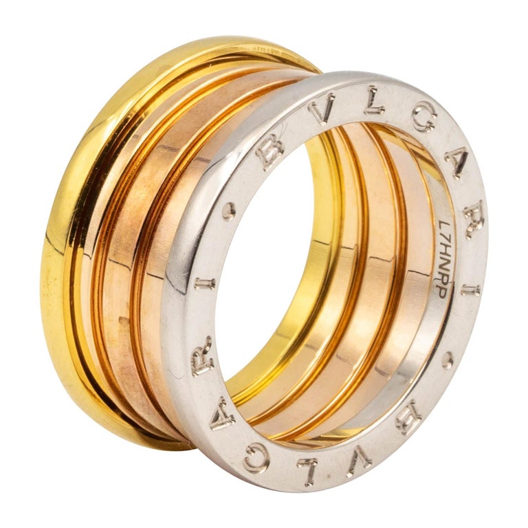 Bvlgari B-Zero 18 Karat Tricolor Gold 4-Band Ring, with Box at 1stDibs | bvlgari  tricolor ring, bulgari tri color ring, bulgari tricolor ring