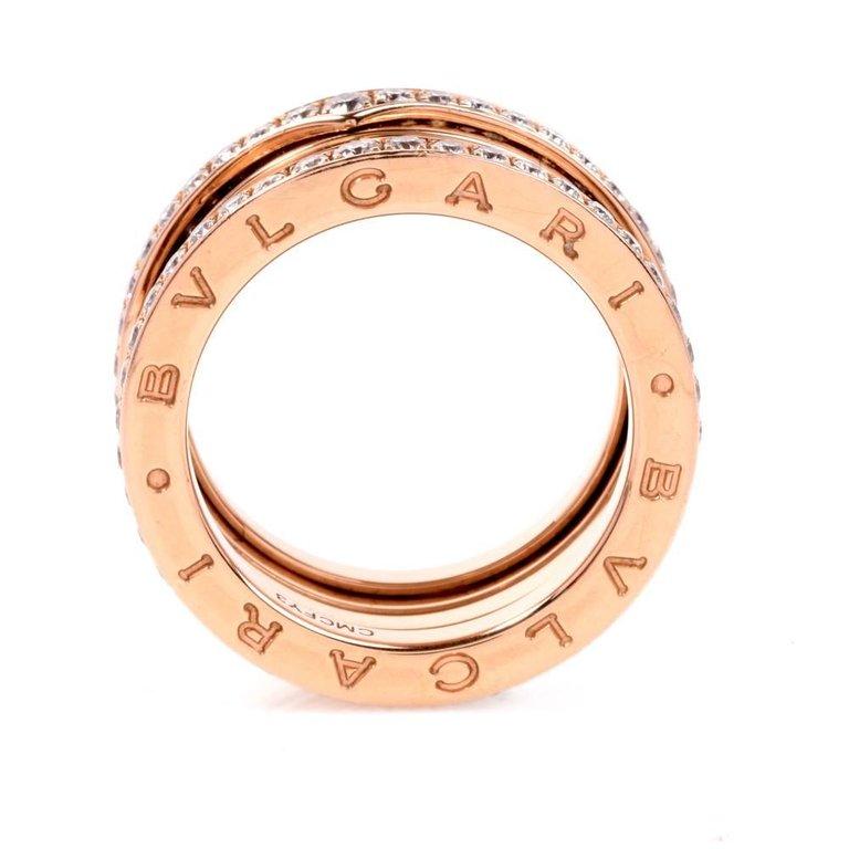 Bvlgari B Zero Diamond 18 Karat Rose Gold Bulgari Ring In New Condition In Miami, FL