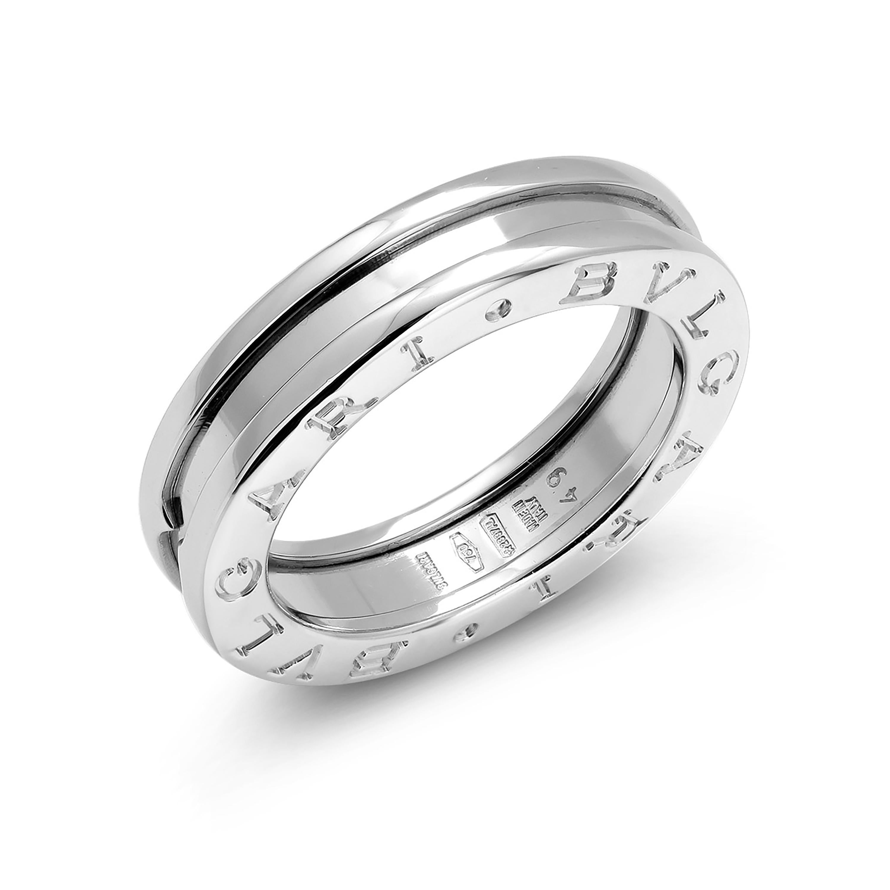 Contemporary Bvlgari B Zero One Band Number 49 18 Karat White Gold Band Size 5 For Sale