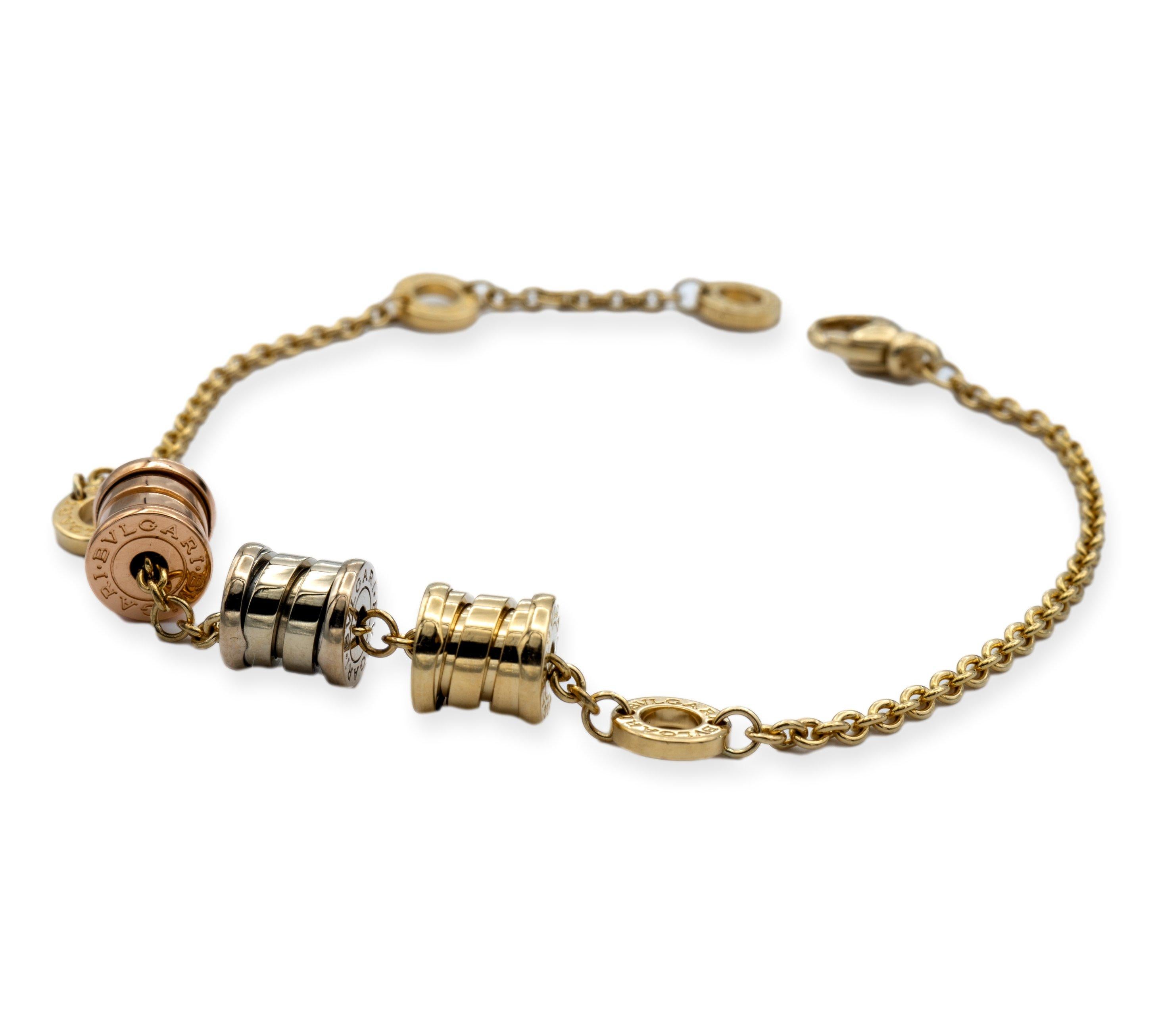 Bvlgari B-Zero Three Elements 18k Gold Link Bracelet In Excellent Condition In New York, NY