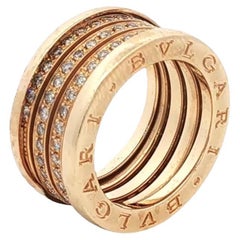 Bvlgari B-Zero Three Row Diamond 18 Karat Yellow Gold Band Ring Size 52 (US 6)