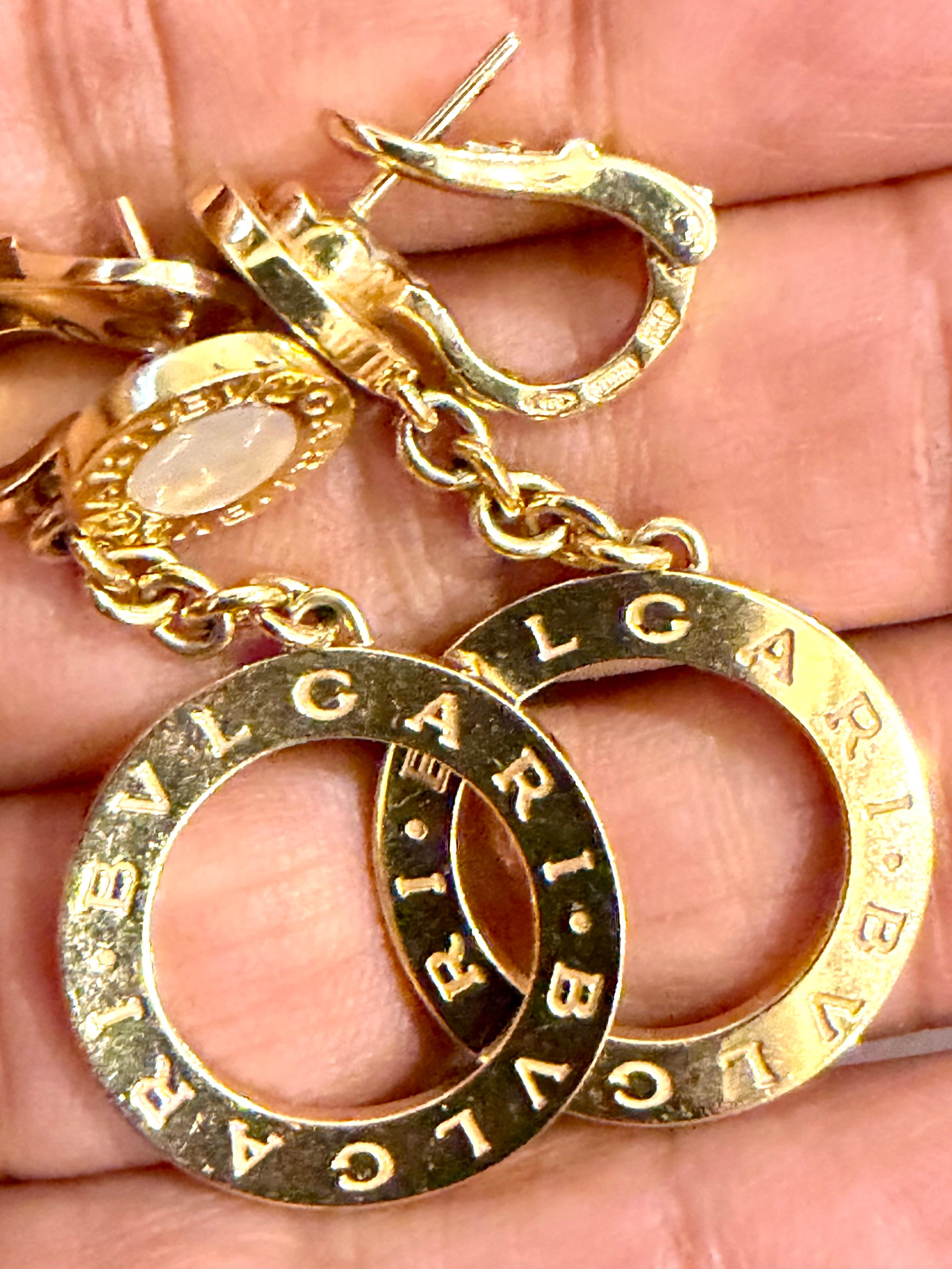 Round Cut Bvlgari B. Zero1, 18 Karat Yellow Gold Drop Open Circle LeverbacK  Earrings For Sale