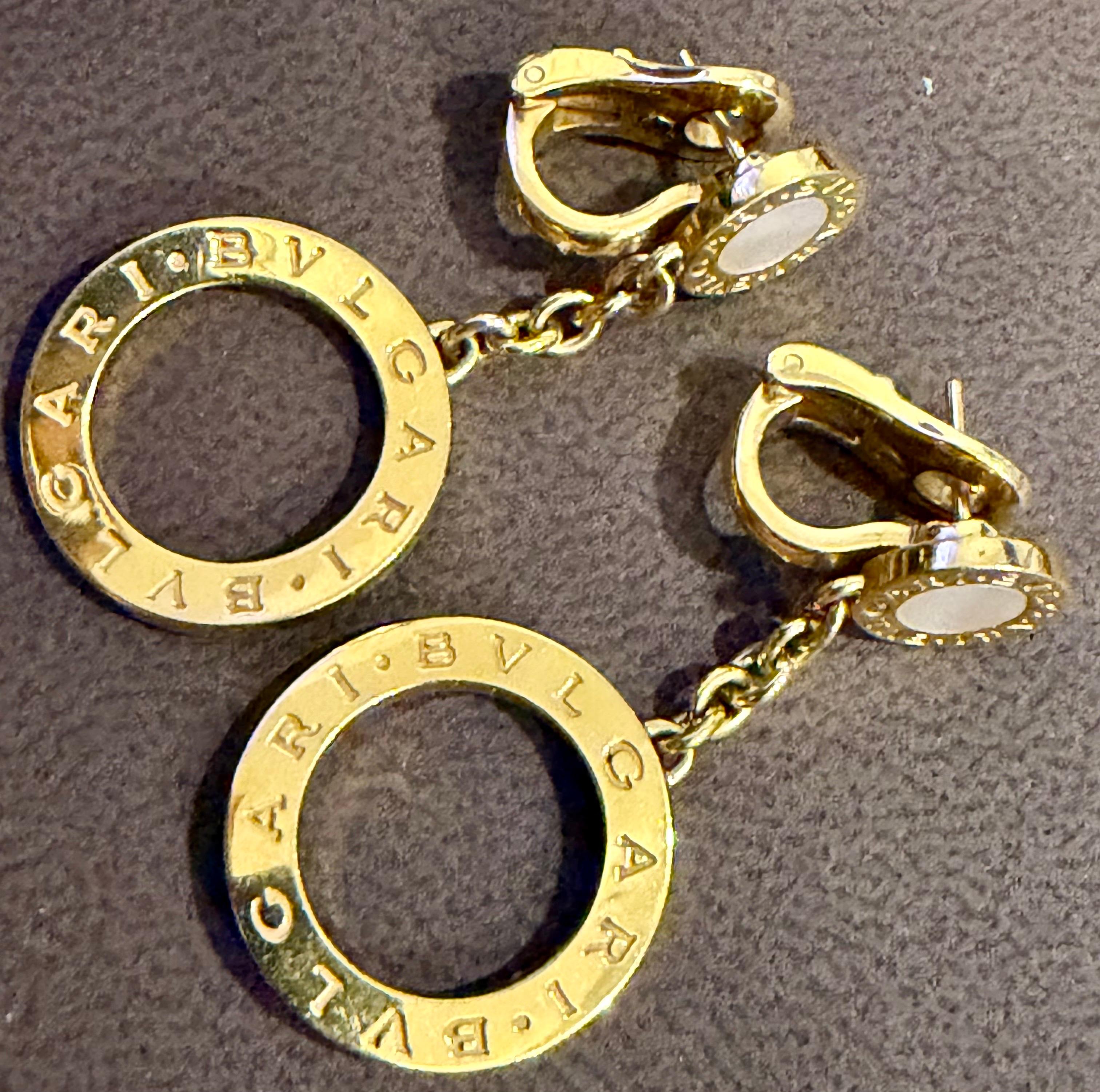 Bvlgari B. Zero1, 18 Karat Yellow Gold Drop Open Circle LeverbacK  Earrings For Sale 2