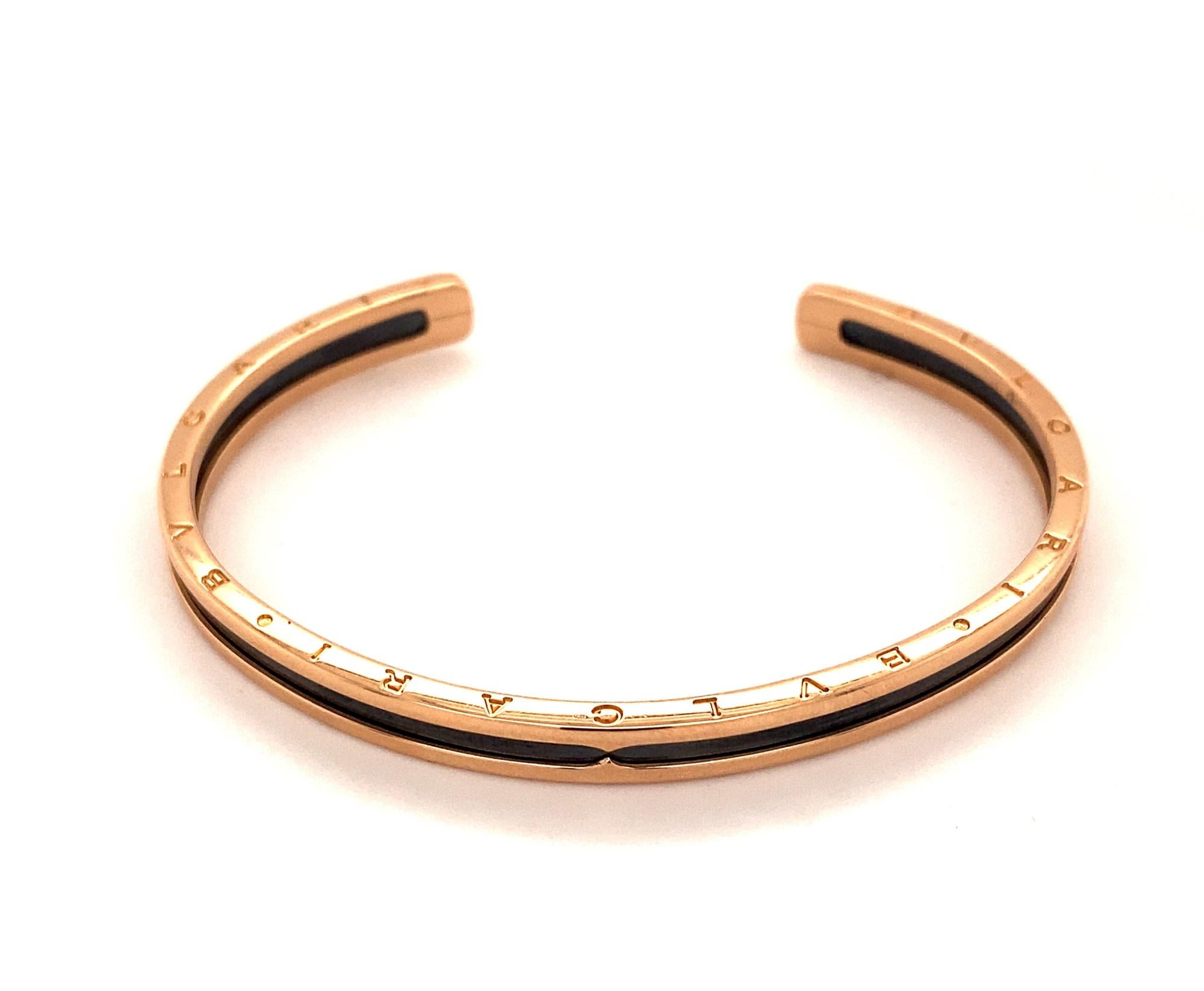Bvlgari B-Zero1 18K Rose Gold and Stainless Steel Bangle For Sale 1