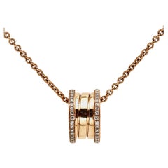 Bvlgari B Zero1 Diamond 18k Rose Gold Pendant Necklace