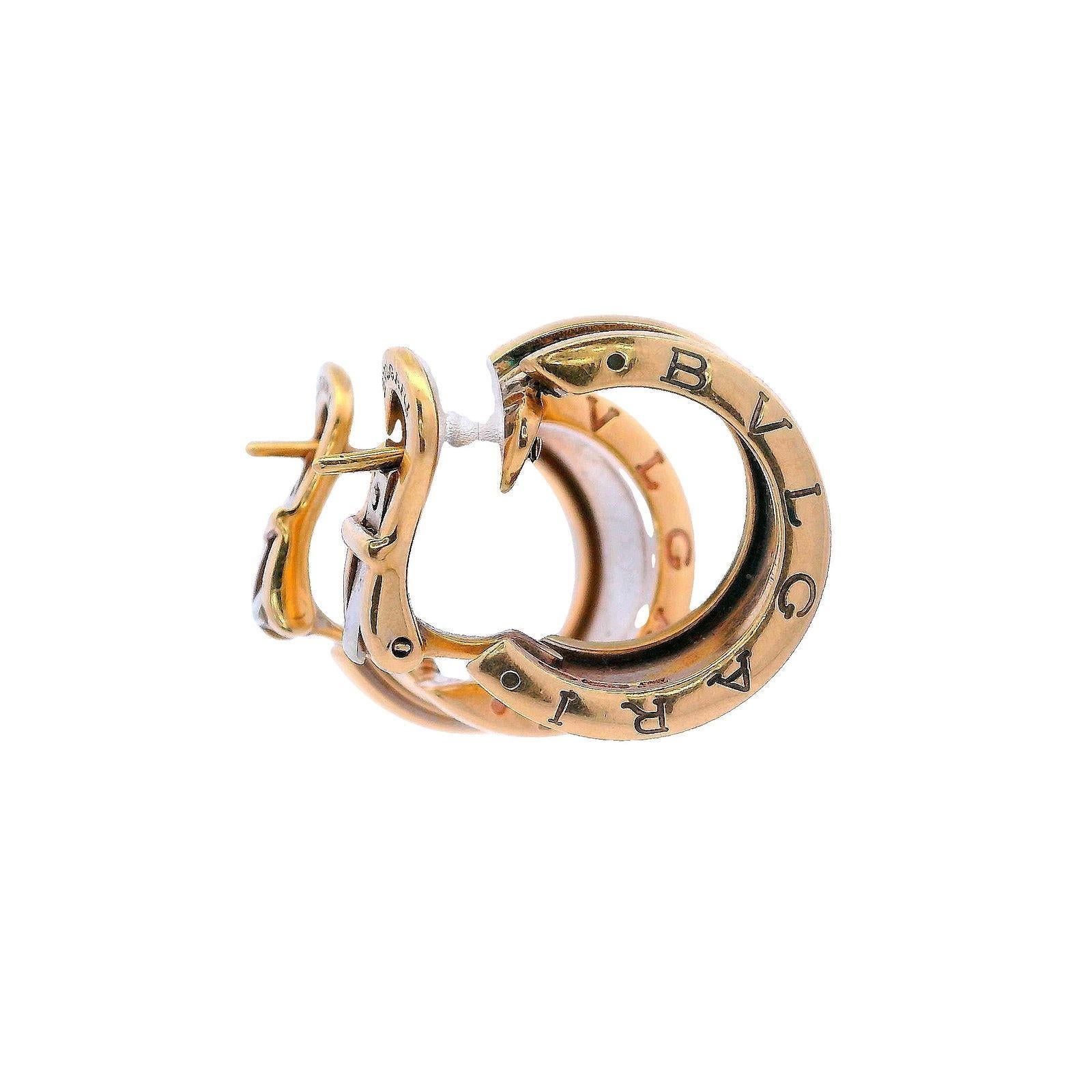 Bvlgari B Zero1 Hoop Earrings in 18kt yellow Gold en Bueno estado para la venta en Aventura, FL