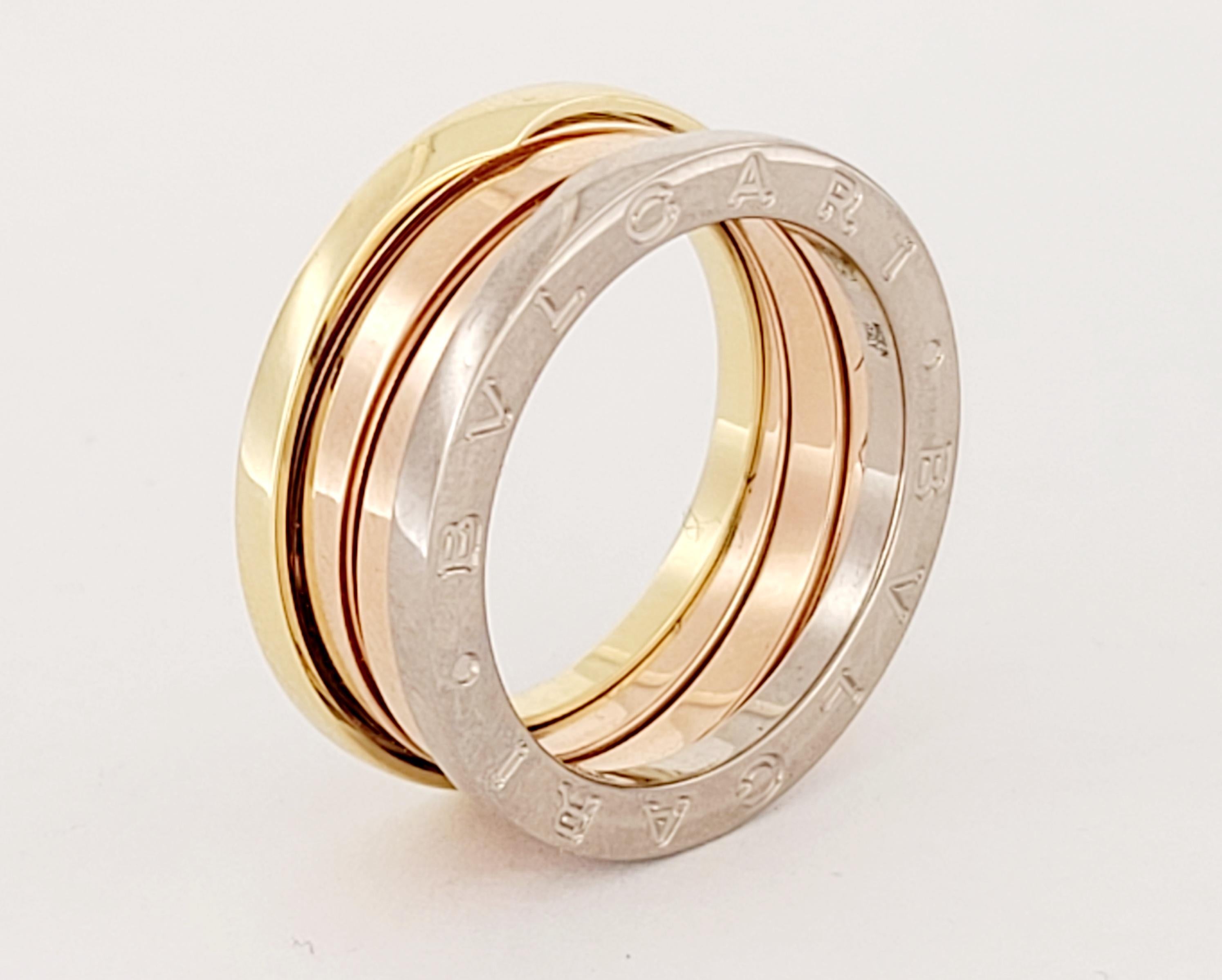 Bvlgari B Zero1 Anello Tricolore in oro 18k a 3 fasce In condizioni Nuovo in vendita a New York, NY
