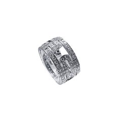 Bvlgari Bague Parentesi Openwork, En or Blanc 18 Carats Et Diamants, Taille EU54