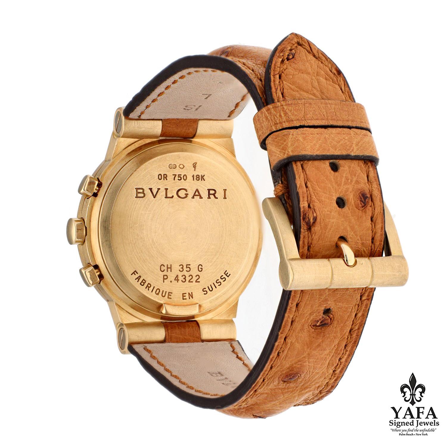 BVLGARI BB Chronographe en or jaune 18 carats Excellent état - En vente à New York, NY