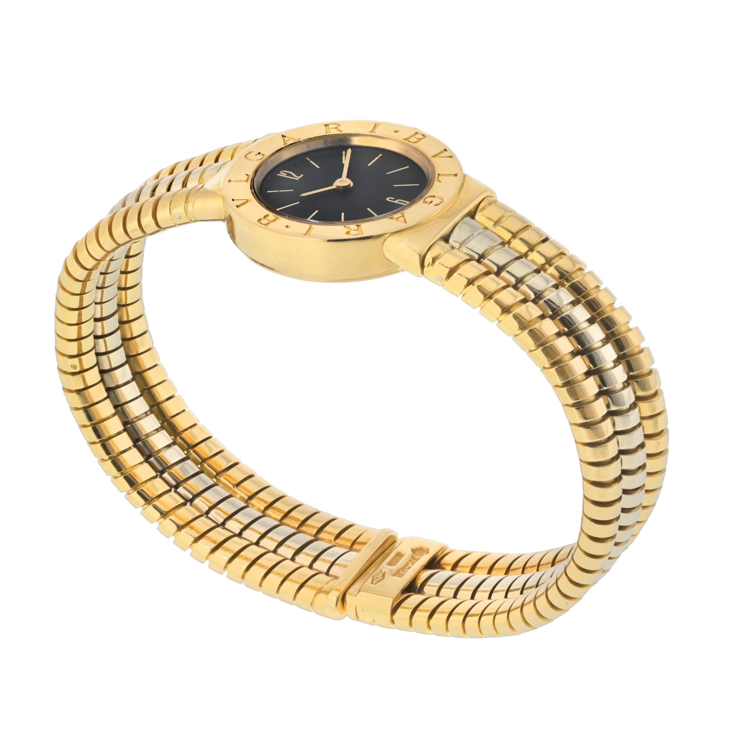 Modern Bvlgari BB232T Tubogas Multi Gold Serpenti Round Dial Watch For Sale