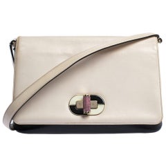 Bvlgari Beige/Black Leather Icona Shoulder Bag